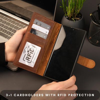 Buffalo Leather Samsung Galaxy S24 Ultra Wallet with Detachable Case - TORONATA - 