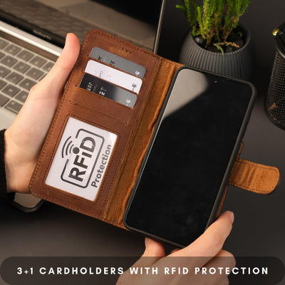 Buffalo Leather Samsung Galaxy S24 Wallet with Detachable Case - TORONATA - 