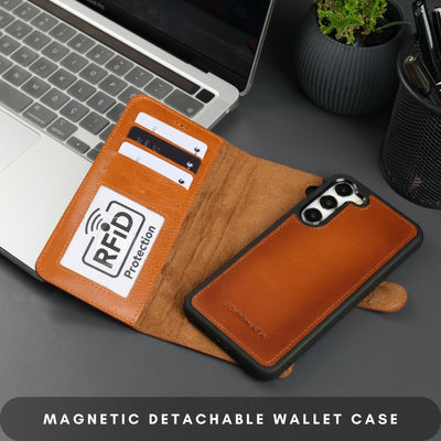Buffalo Leather Samsung Galaxy S24 Wallet with Detachable Case - TORONATA - 