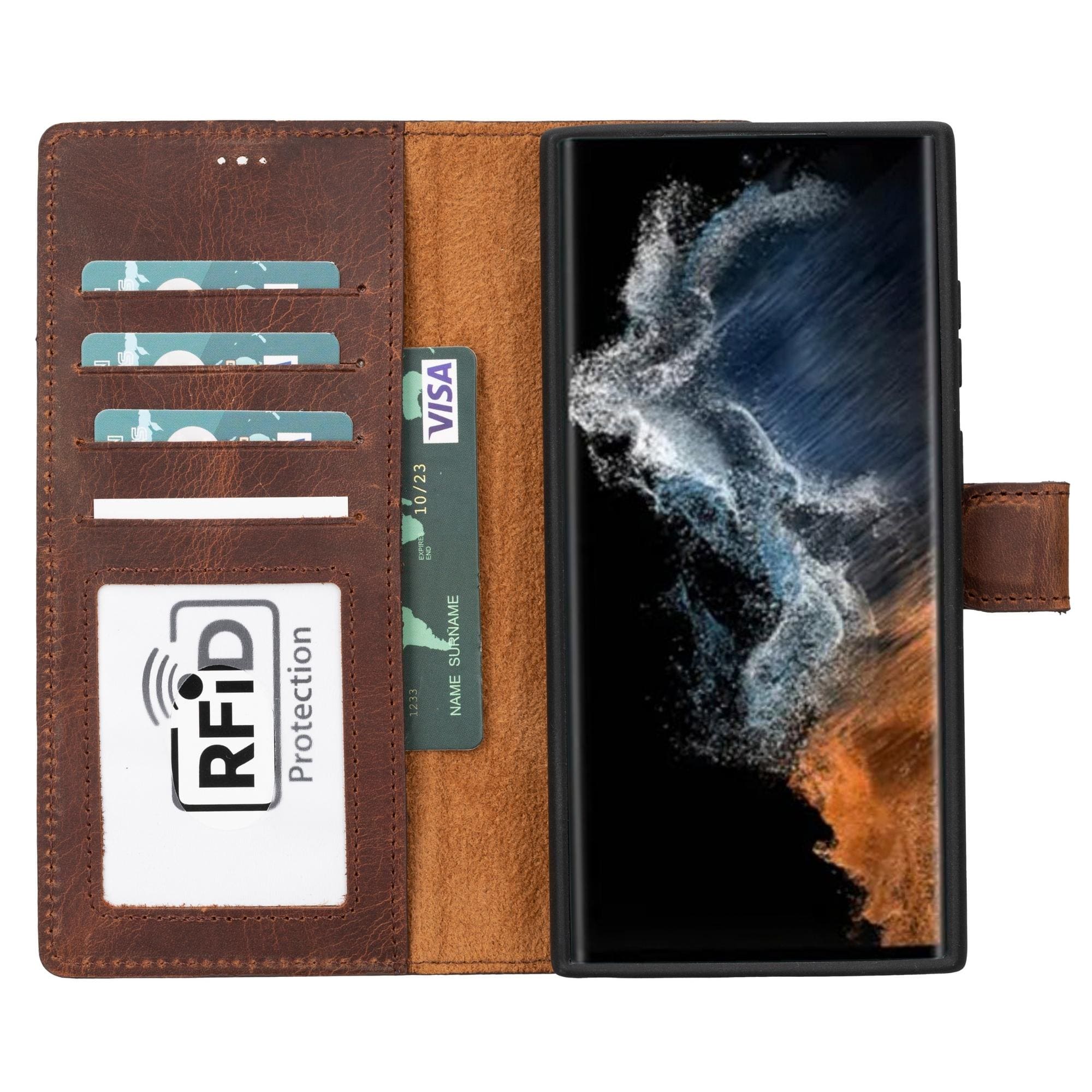 Buffalo Samsung Galaxy S21 Series Detachable Leather Wallet Case - Galaxy S21 Ultra - Antic Brown - TORONATA