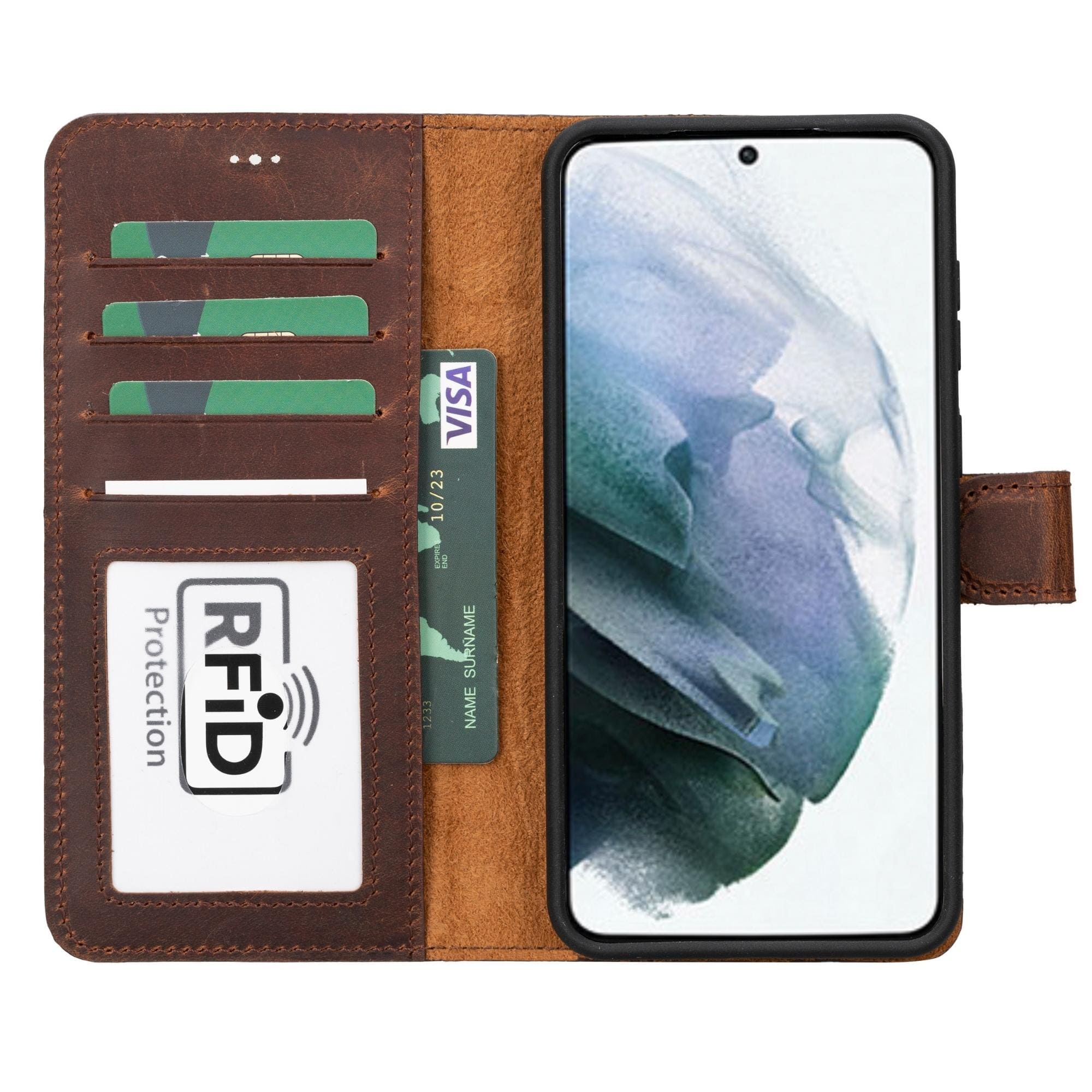 buffalo samsung galaxy s23 series detachable leather wallet case - galaxy s23 - antic brown - toronata