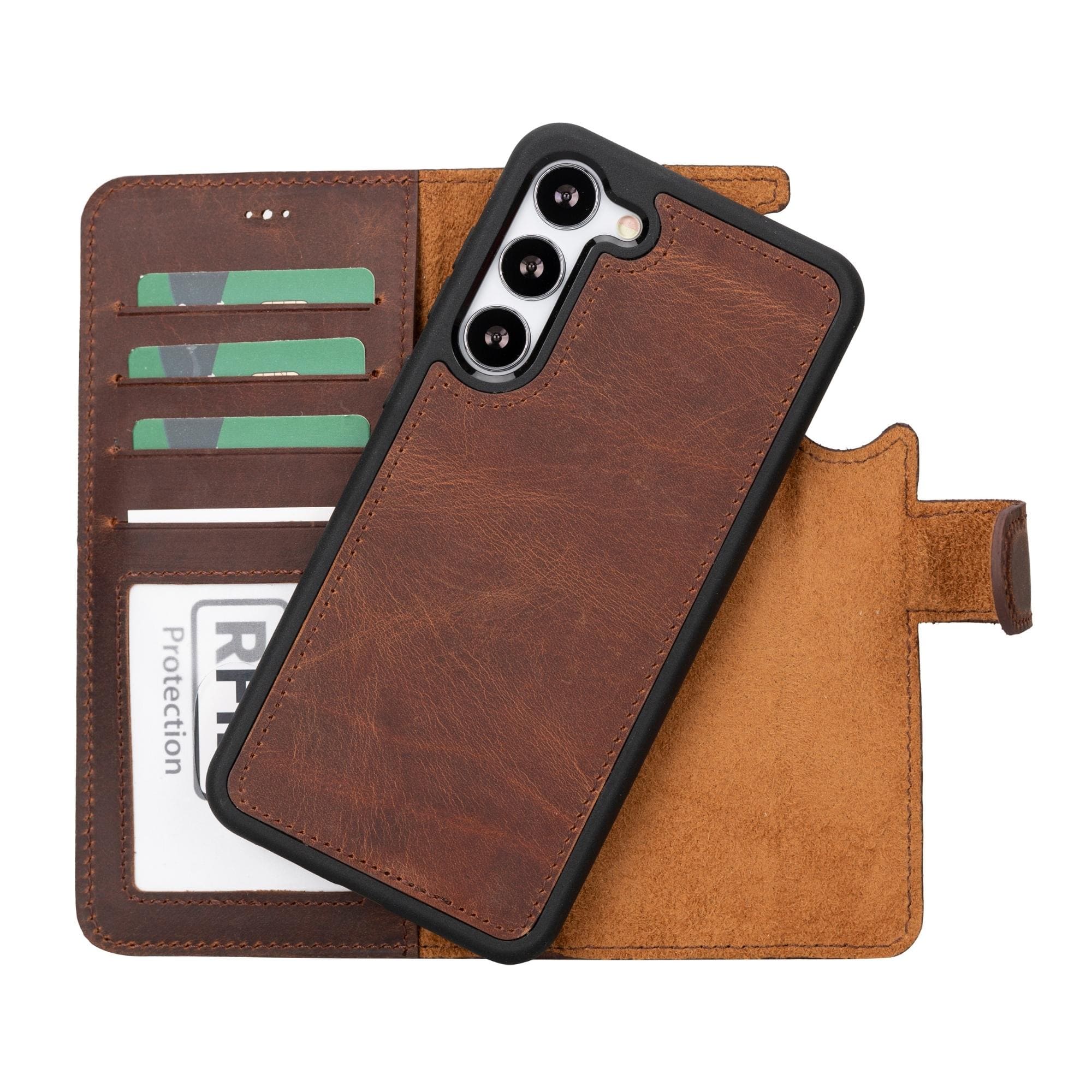 buffalo samsung galaxy s23 series detachable leather wallet case - galaxy s23 - antic brown - toronata