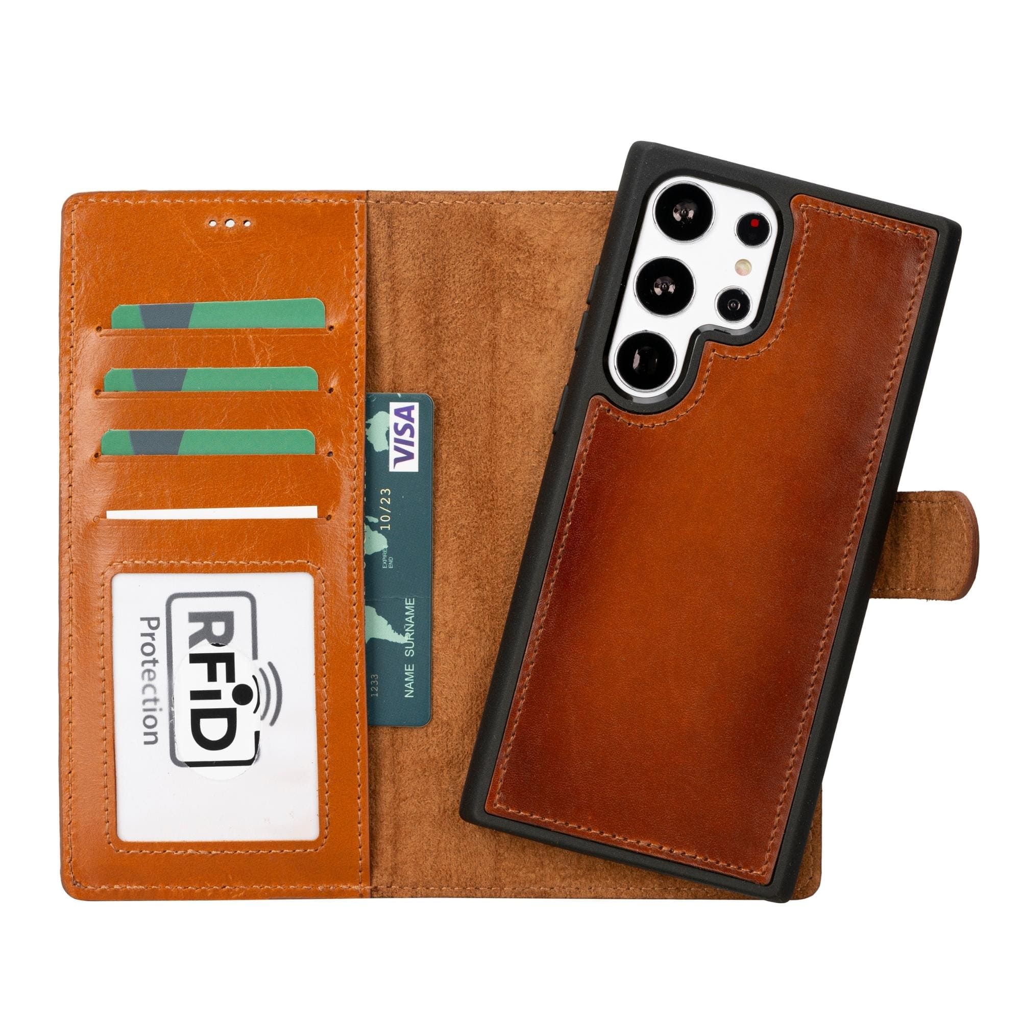 buffalo samsung galaxy s23 series detachable leather wallet case - galaxy s23 ultra - tan - toronata#color_tan