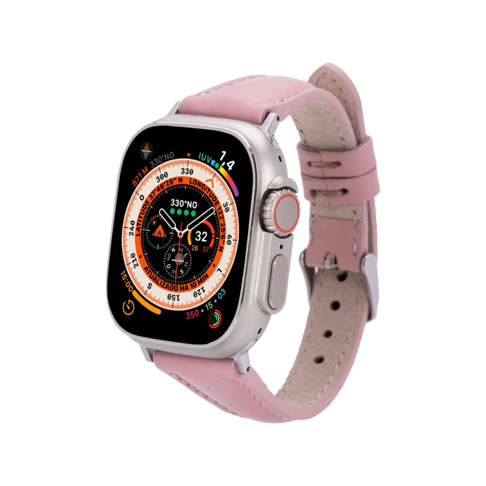 Buford Slim Leather Bands for Apple Watch 9, Ultra 2 & SE - Pink - 49mm / 45mm / 44mm / 42mm - TORONATA