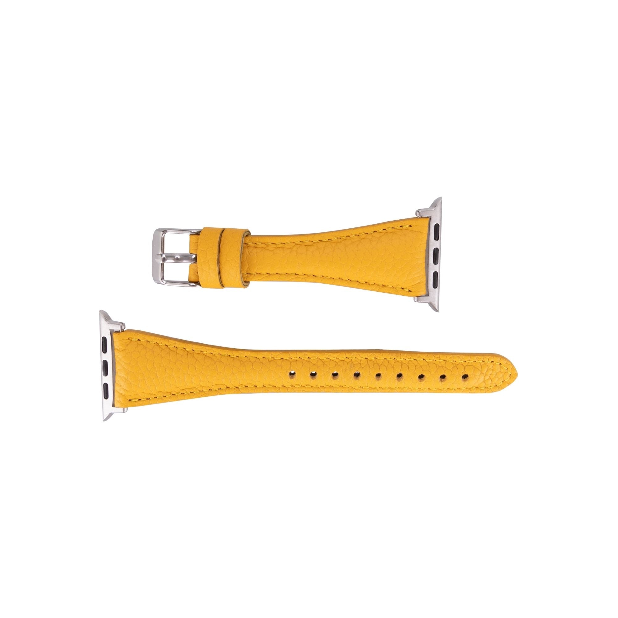 Buford Slim Leather Bands for Apple Watch 9, Ultra 2 & SE - Yellow - 49mm / 45mm / 44mm / 42mm - TORONATA