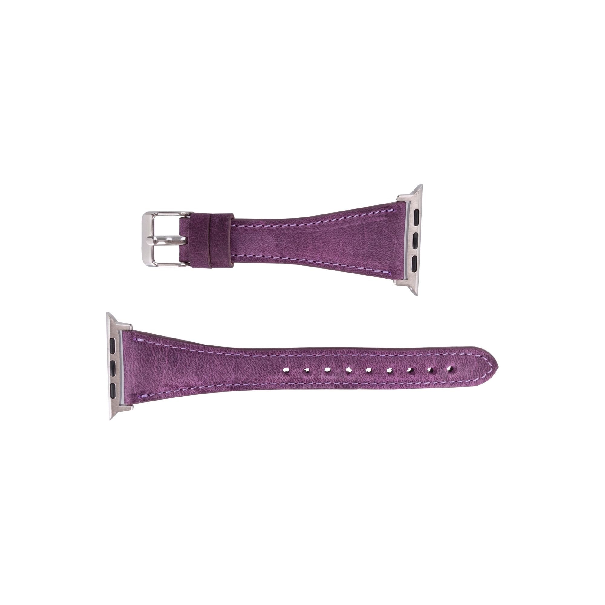 Buford Slim Leather Bands for Apple Watch 9, Ultra 2 & SE - Purple - 49mm / 45mm / 44mm / 42mm - TORONATA