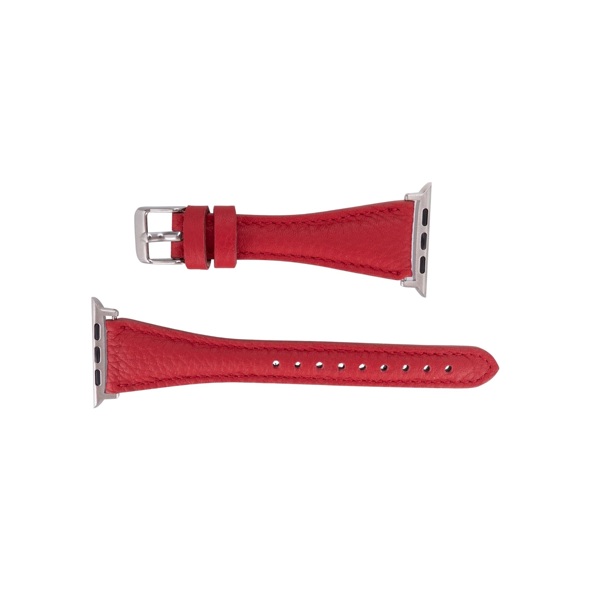Buford Slim Leather Bands for Apple Watch 9, Ultra 2 & SE - Red - 49mm / 45mm / 44mm / 42mm - TORONATA