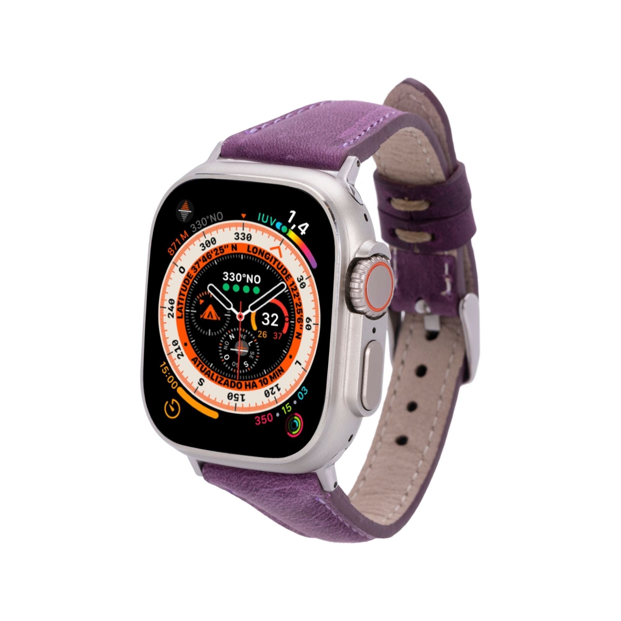 Buford Slim Leather Bands for Apple Watch 9, Ultra 2 & SE - Purple - 49mm / 45mm / 44mm / 42mm - TORONATA