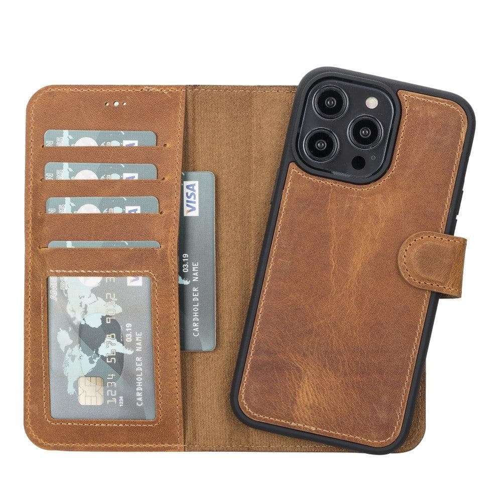 Brown Leather Magnetic Detachable iPhone 12 Pro Max Wallet