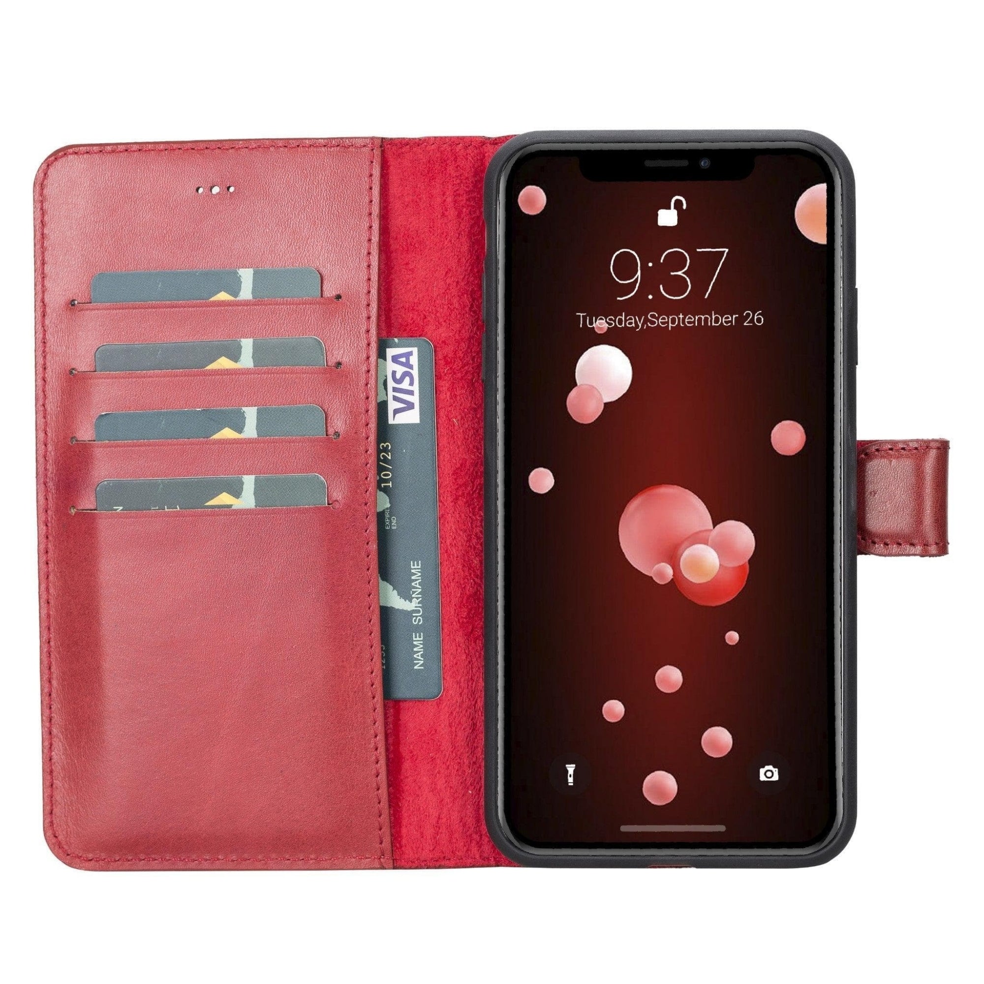 Casper iPhone XR Leather Wallet Case-iPhone XR-Red--TORONATA