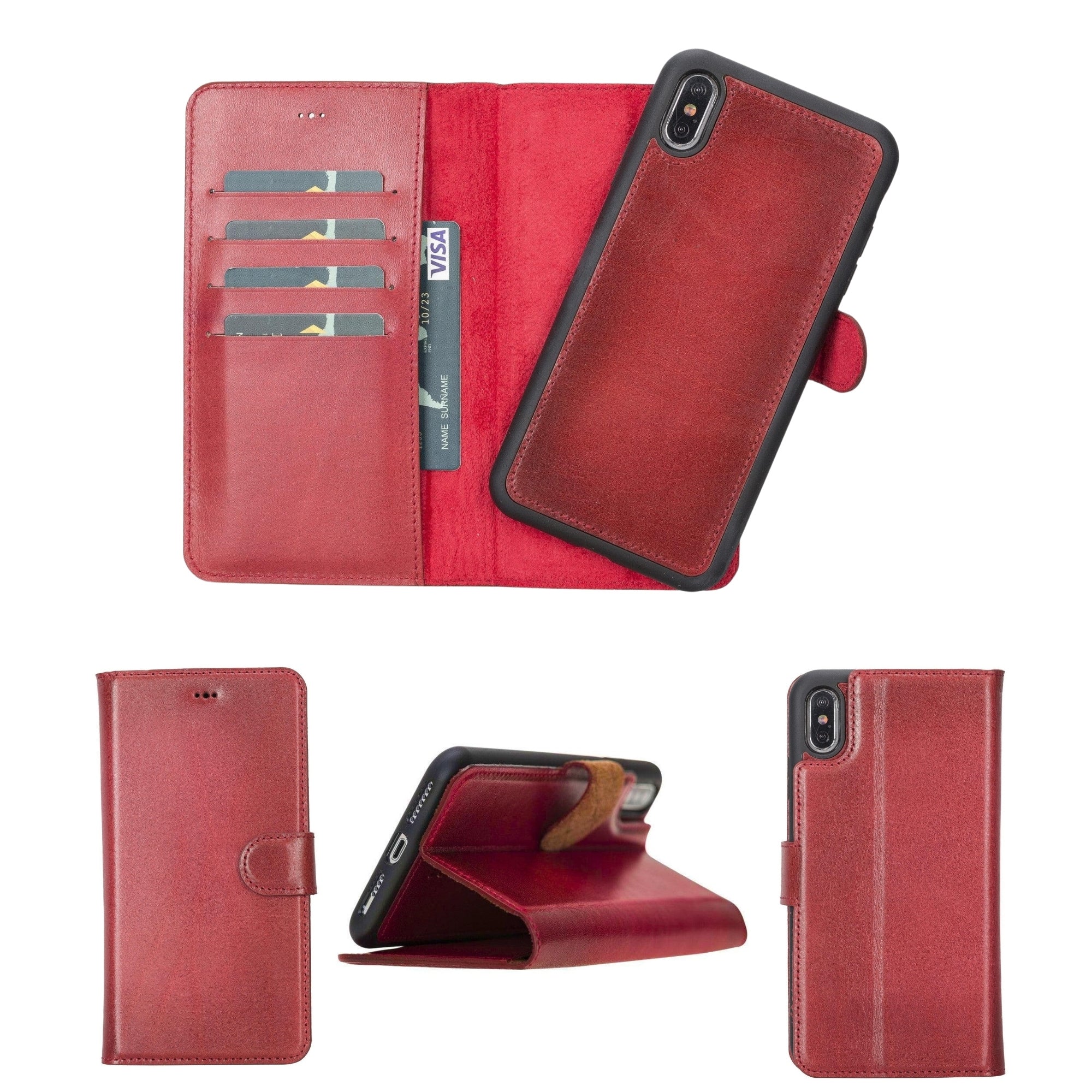 Casper iPhone XR Leather Wallet Case-iPhone XR-Red--TORONATA