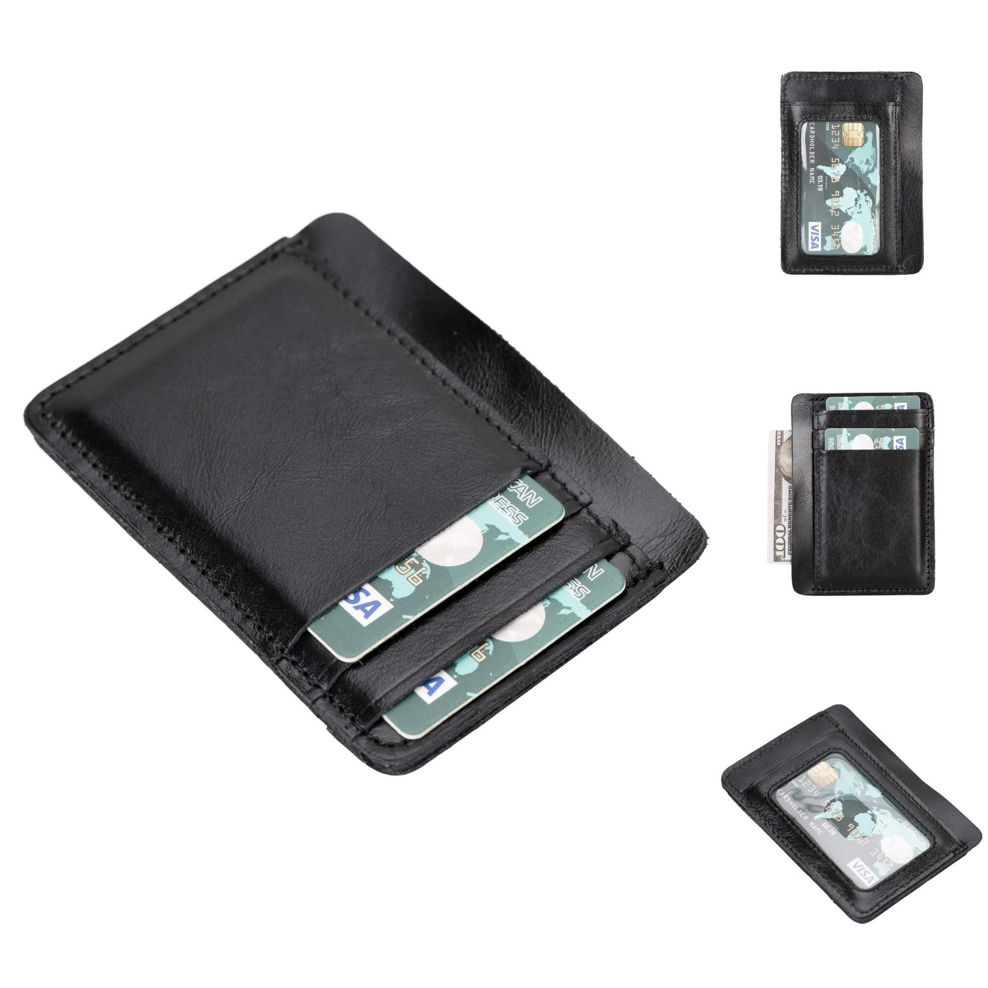 Cody Leather Card Holder and Wallet for Unisex - Black - TORONATA