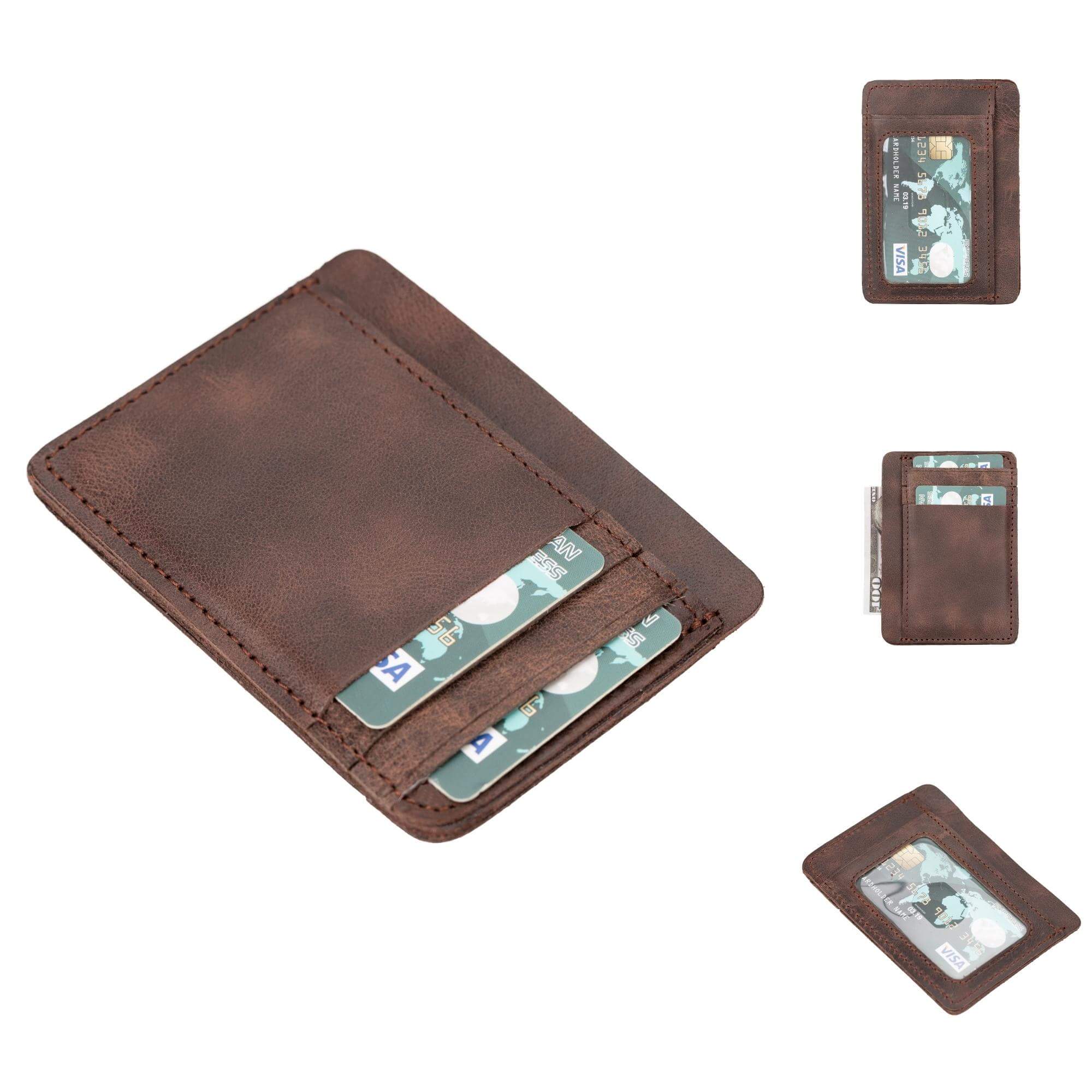 Cody Leather Card Holder and Wallet for Unisex - Dark Brown - TORONATA