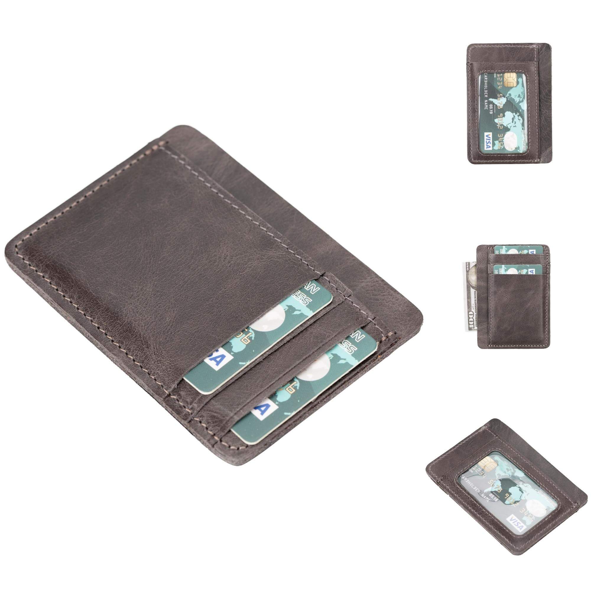 Cody Leather Card Holder and Wallet for Unisex - Vegetal Gray - TORONATA
