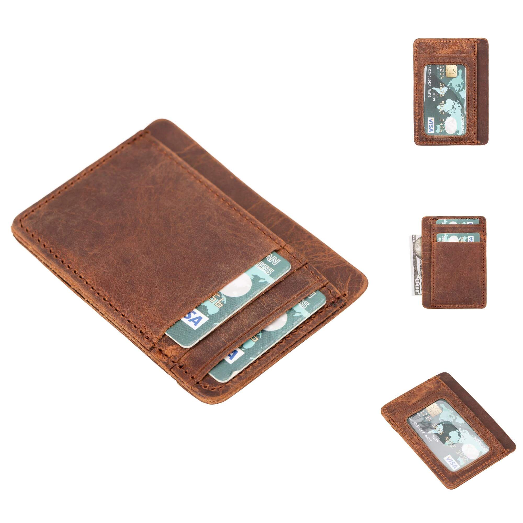 Cody Leather Card Holder and Wallet for Unisex - Antic Brown - TORONATA