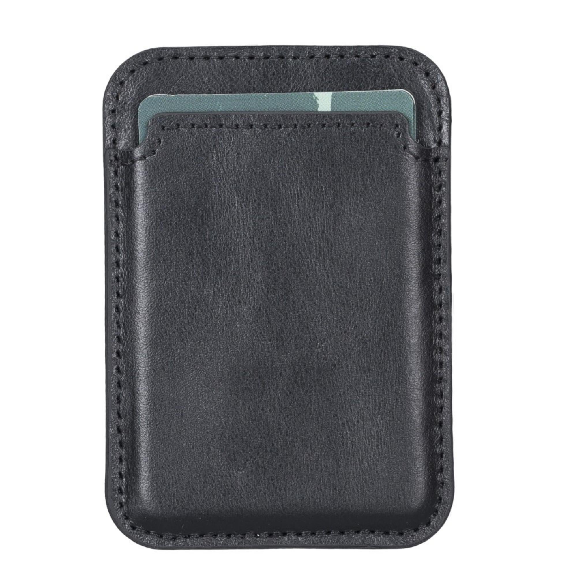 Cortland Full-Grain Leather Card Holder Wallet with Magnet-Black---TORONATA