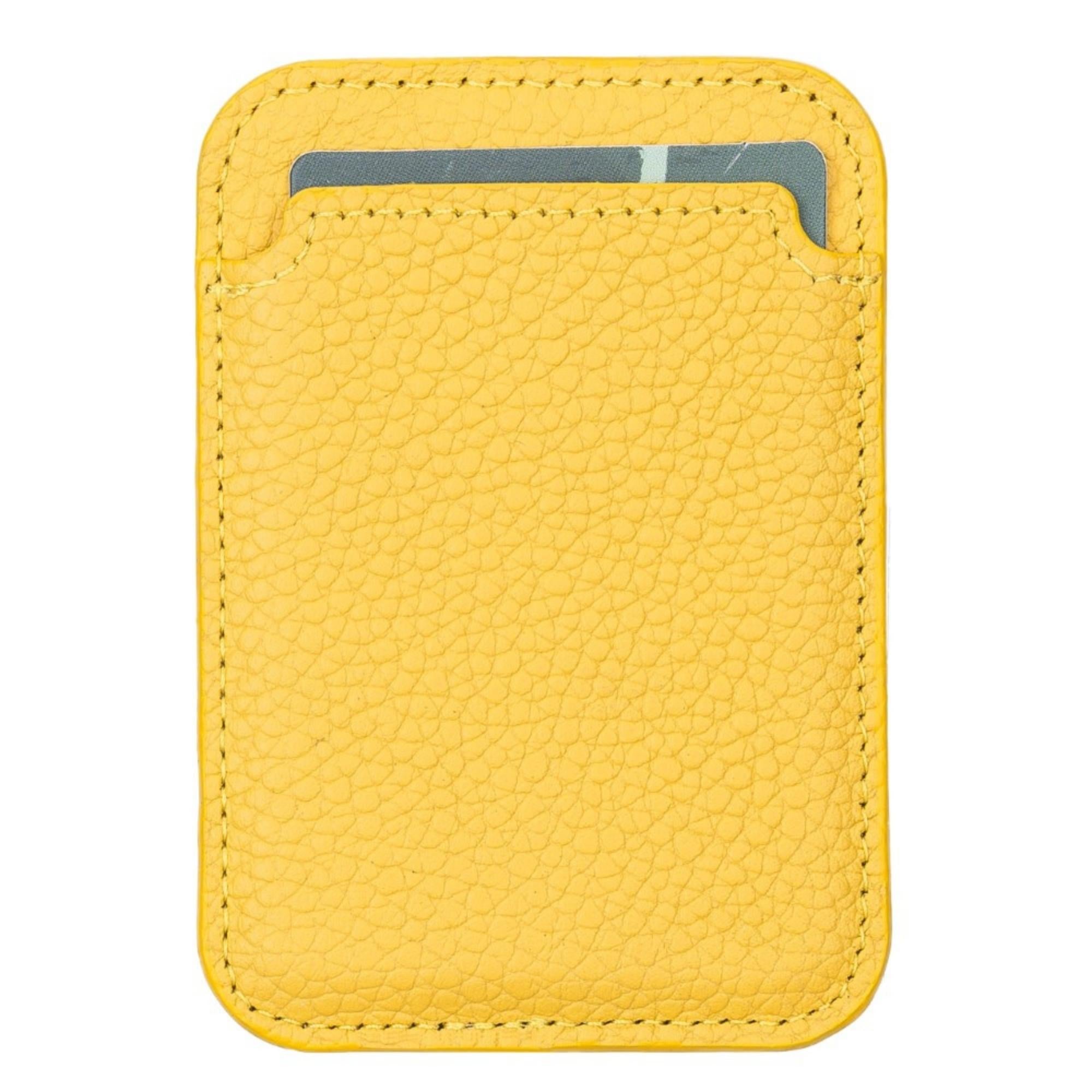 Cortland Full-Grain Leather Card Holder Wallet with Magnet-Yellow---TORONATA