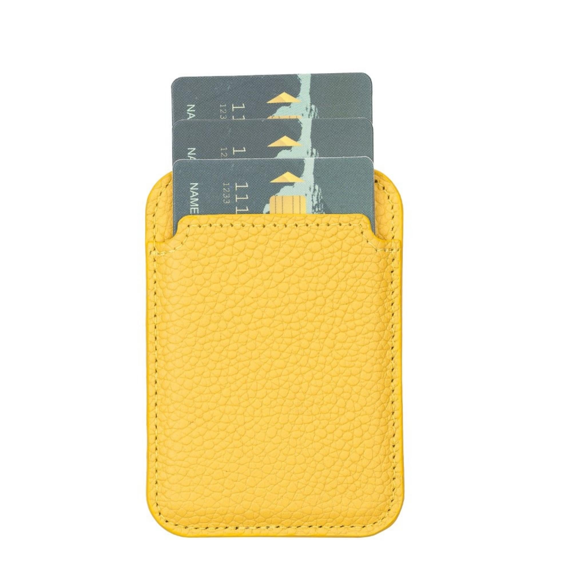 Cortland Full-Grain Leather Card Holder Wallet with Magnet-Yellow---TORONATA