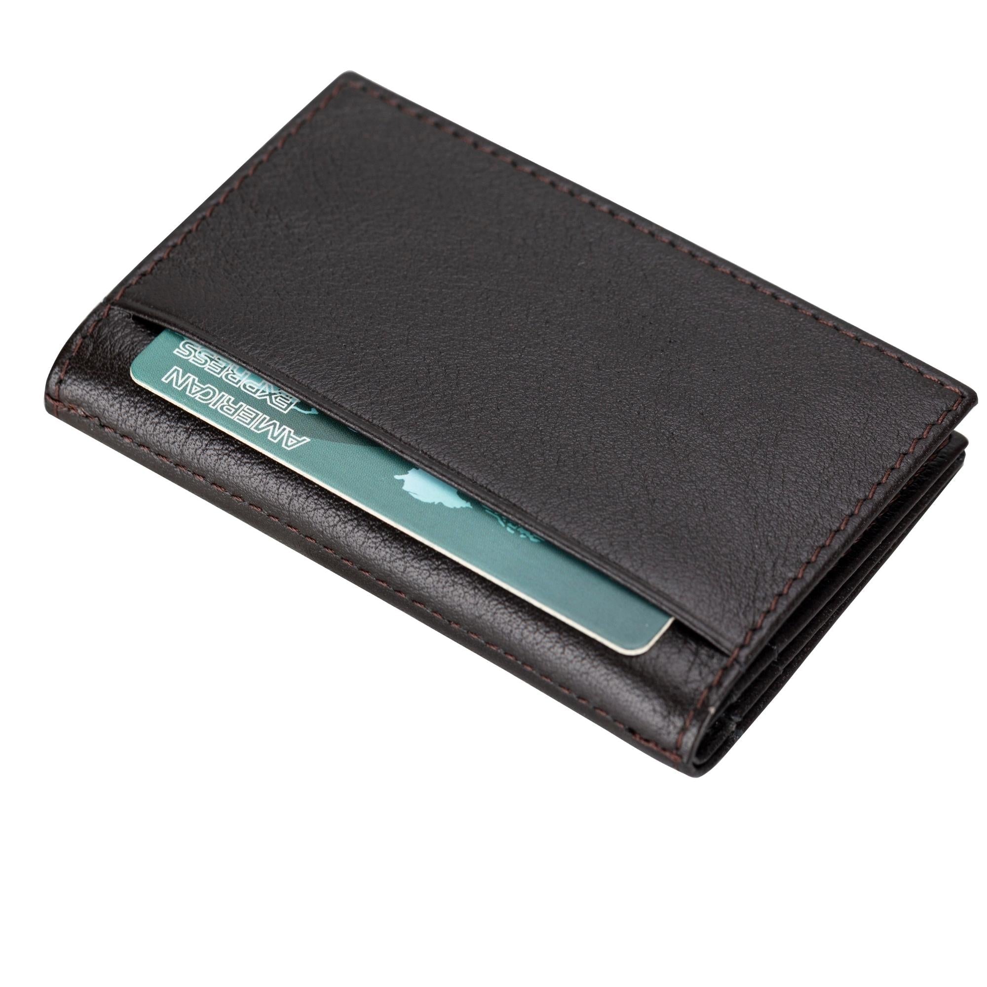 Denver Luxury Full-Grain Leather Card Holder for Men-Dark Brown---TORONATA