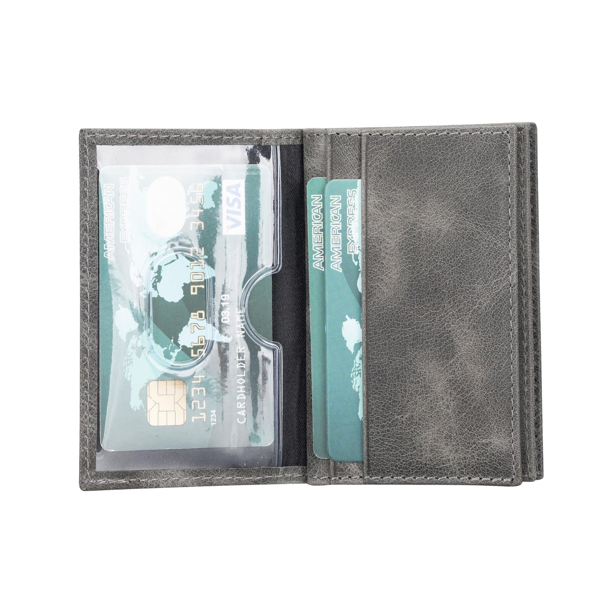 Denver Luxury Full-Grain Leather Card Holder for Men-Gray---TORONATA