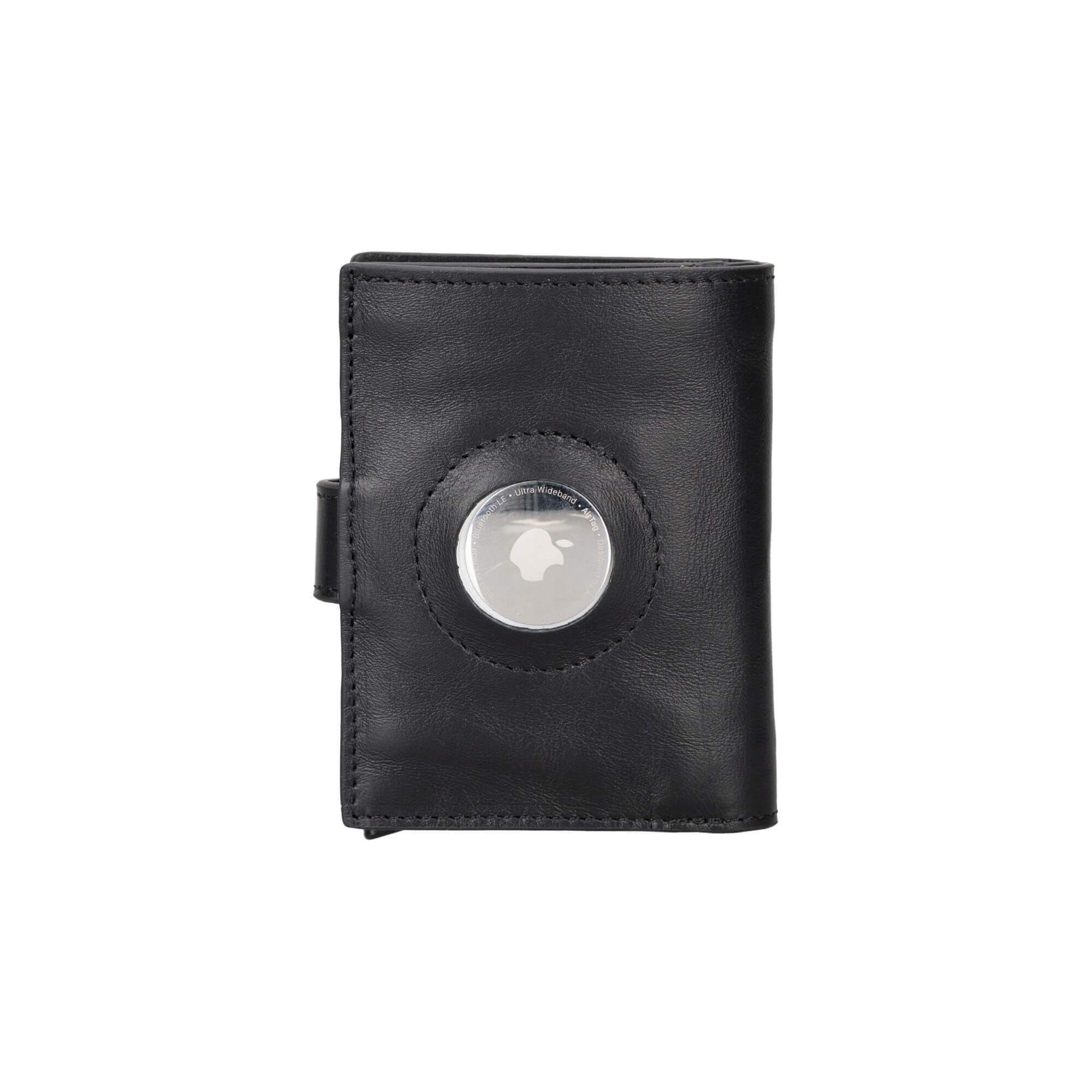 Douglas Leather Pop-Up Cardholder with Compatible Apple AirTag - Black - TORONATA