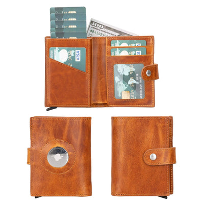douglas leather pop-up cardholder with compatible apple airtag - toronata - 