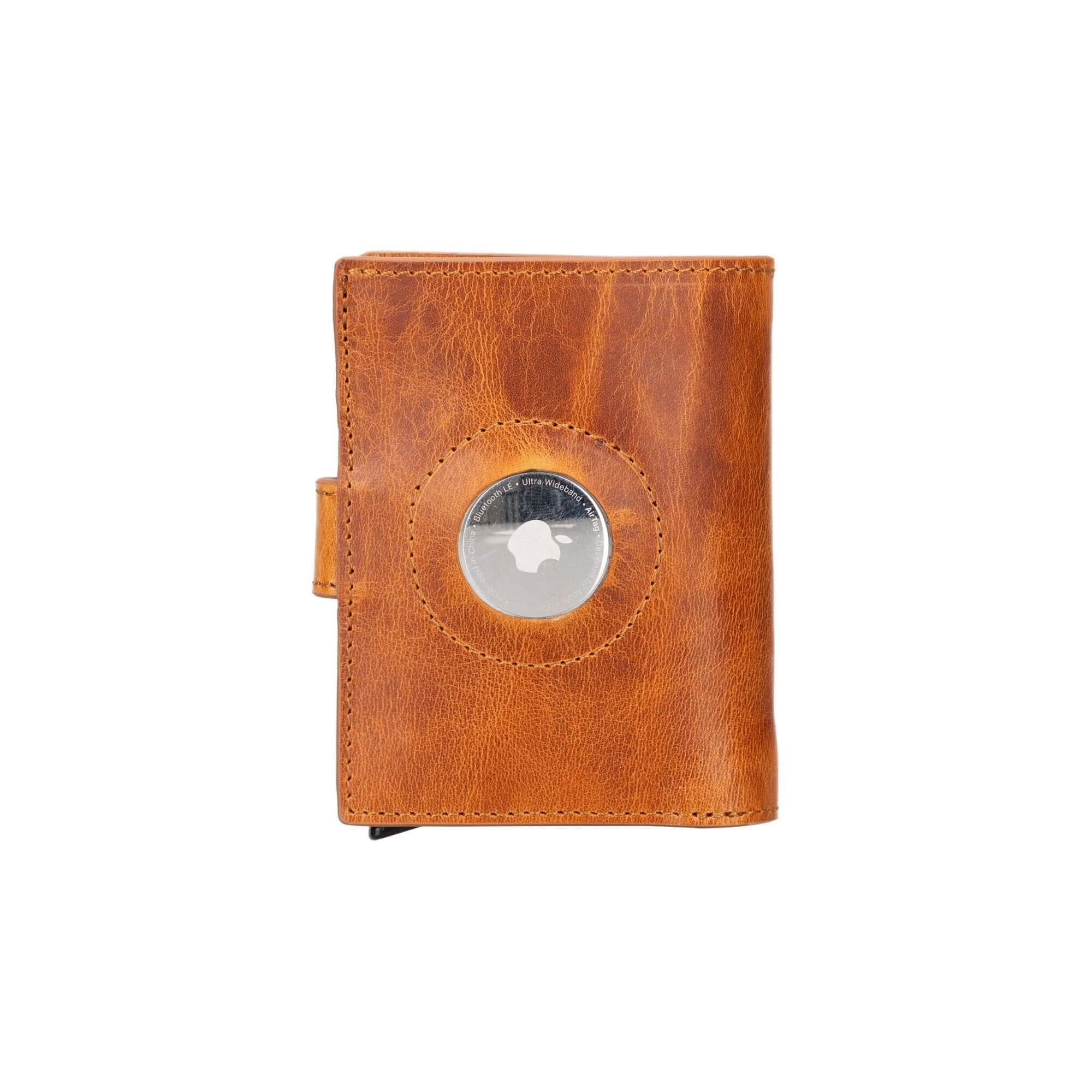 Douglas Leather Pop-Up Cardholder with Compatible Apple AirTag - Vegetal Tan - TORONATA