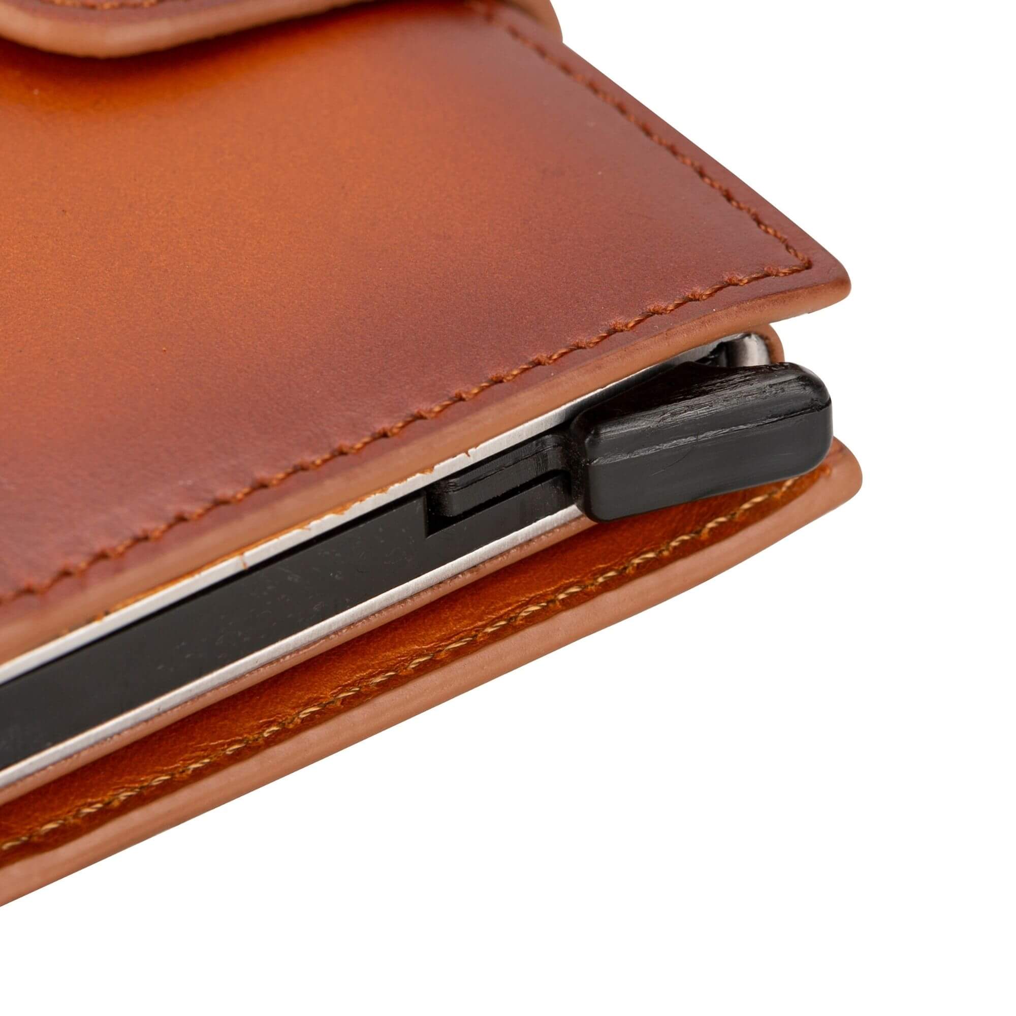 Douglas Leather Pop-Up Cardholder with Compatible Apple AirTag - Tan - TORONATA