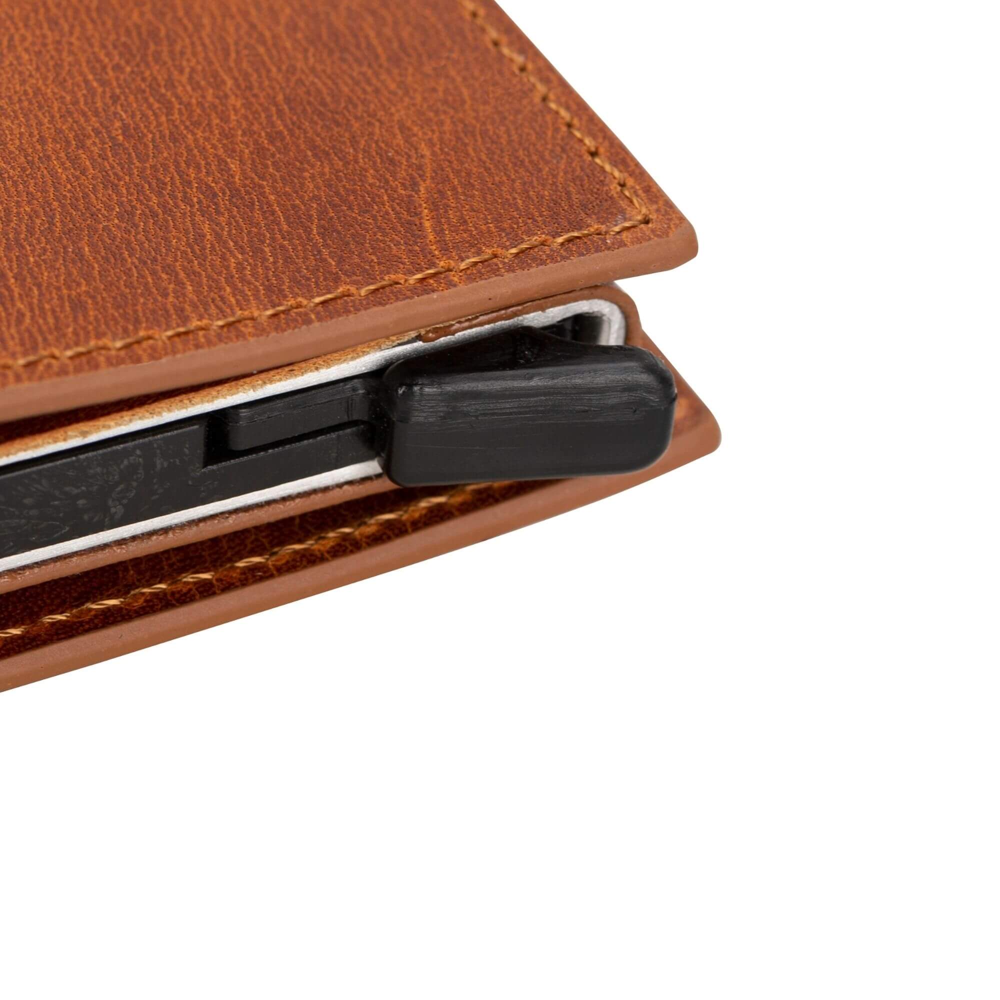 Douglas Leather Pop-Up Cardholder with Compatible Apple AirTag - Vegetal Tan - TORONATA