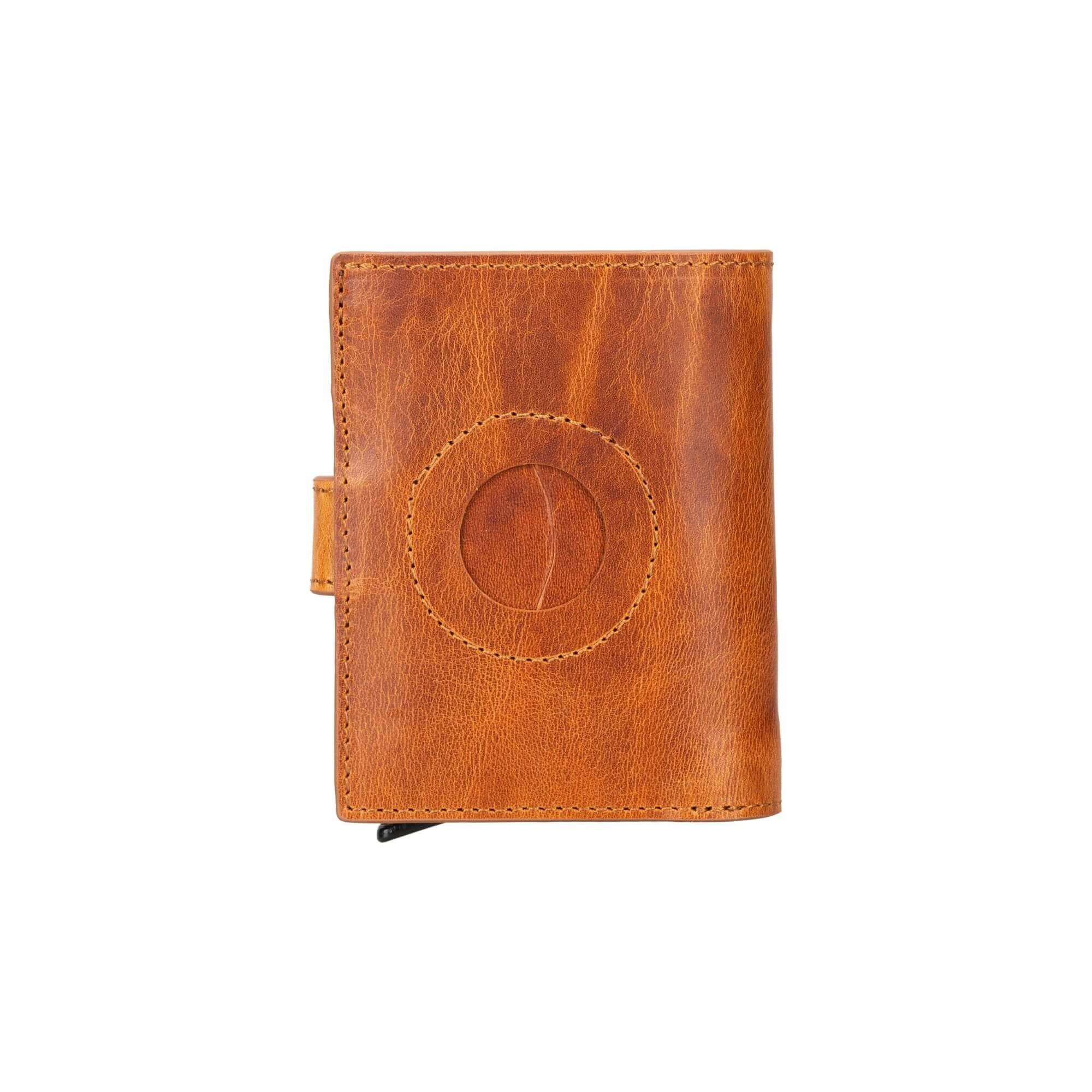 Douglas Leather Pop-Up Cardholder with Compatible Apple AirTag - Vegetal Tan - TORONATA