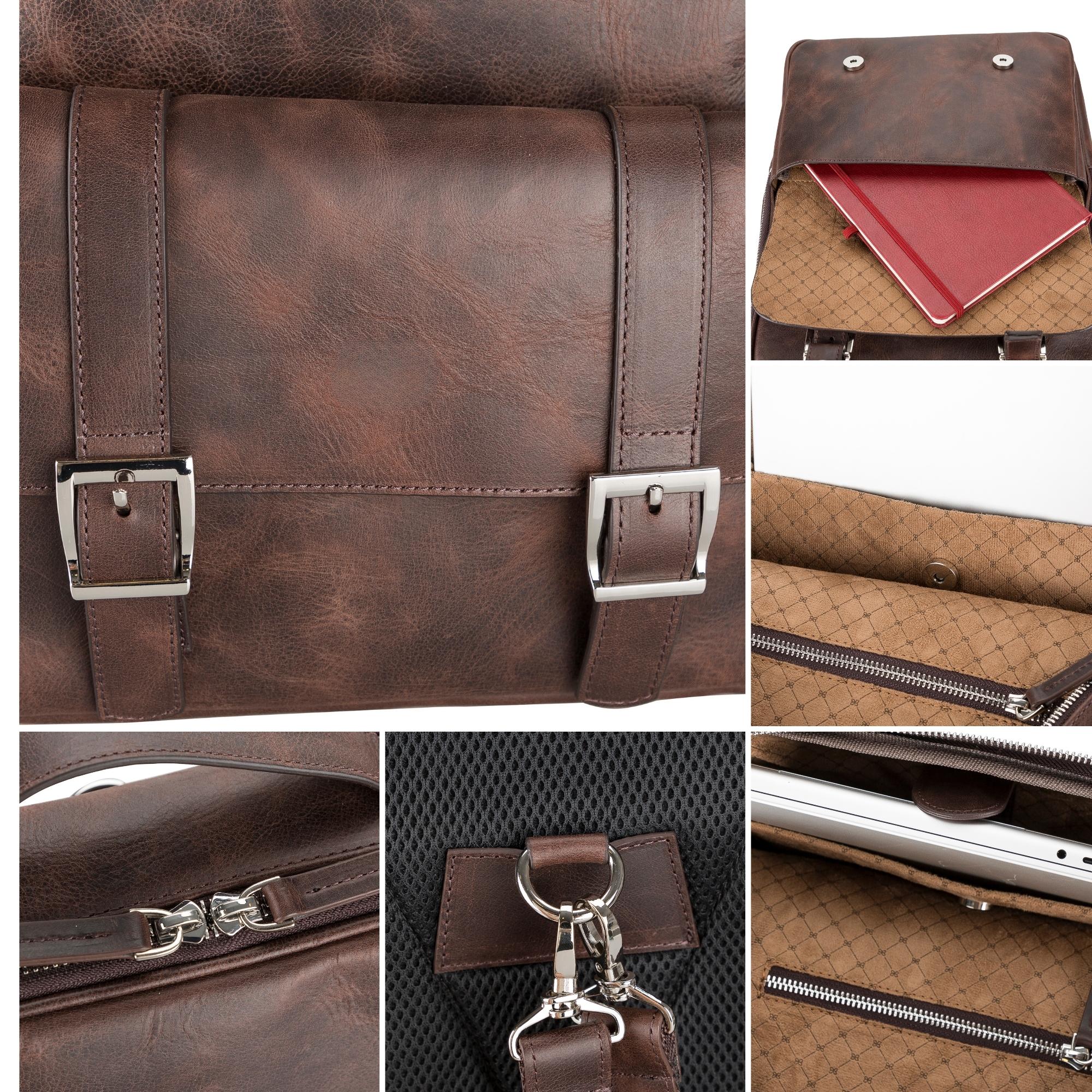 Elmira Leather Laptop Backpack for Men and Women - Dark Brown - TORONATA