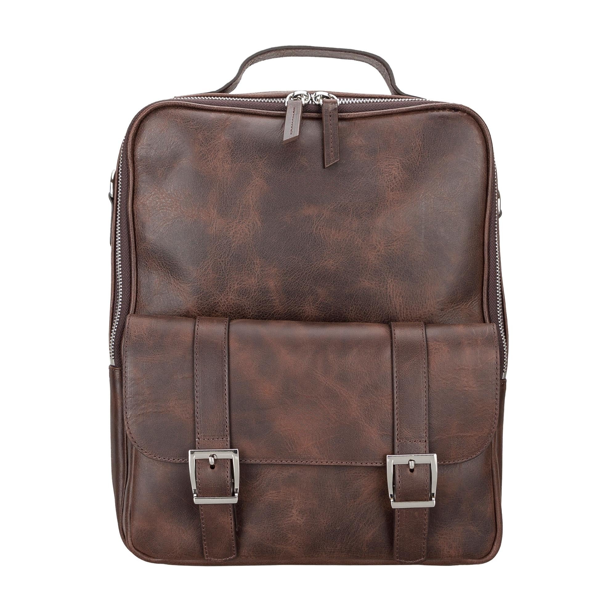 Elmira Leather Laptop Backpack for Men and Women - Dark Brown - TORONATA