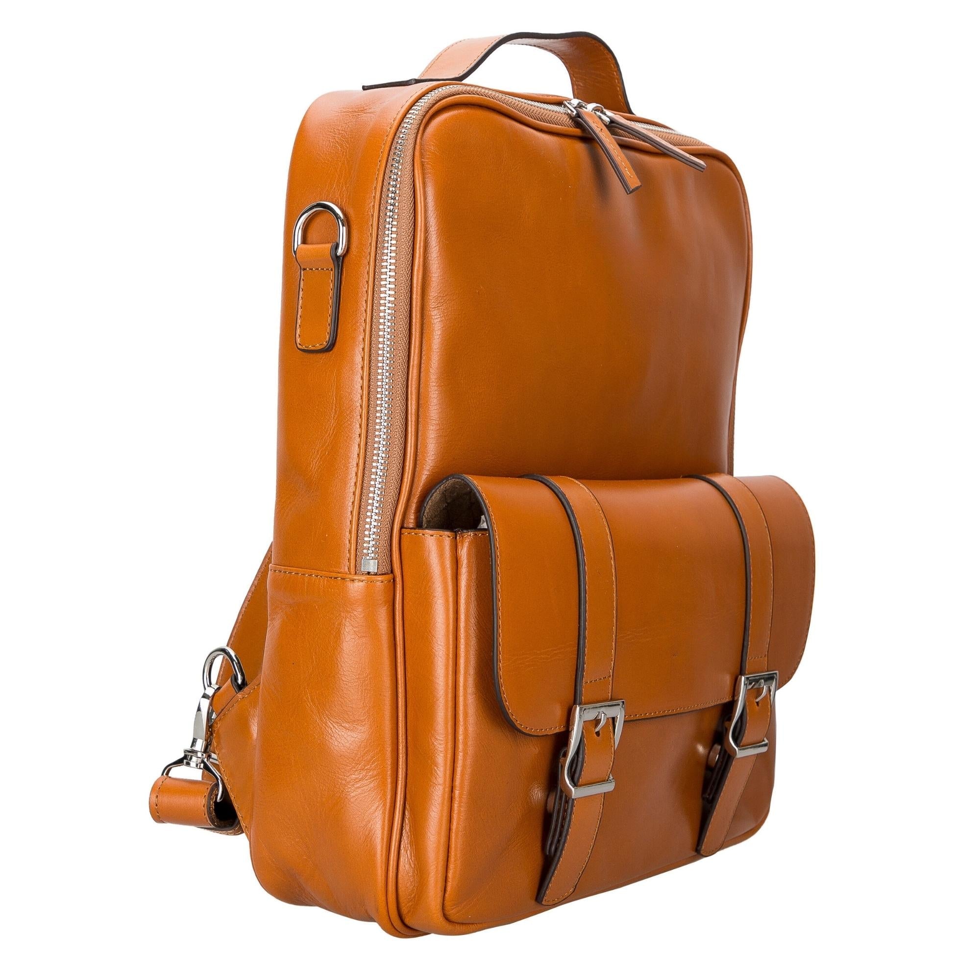 Elmira Leather Laptop Backpack for Men and Women - Tan - TORONATA