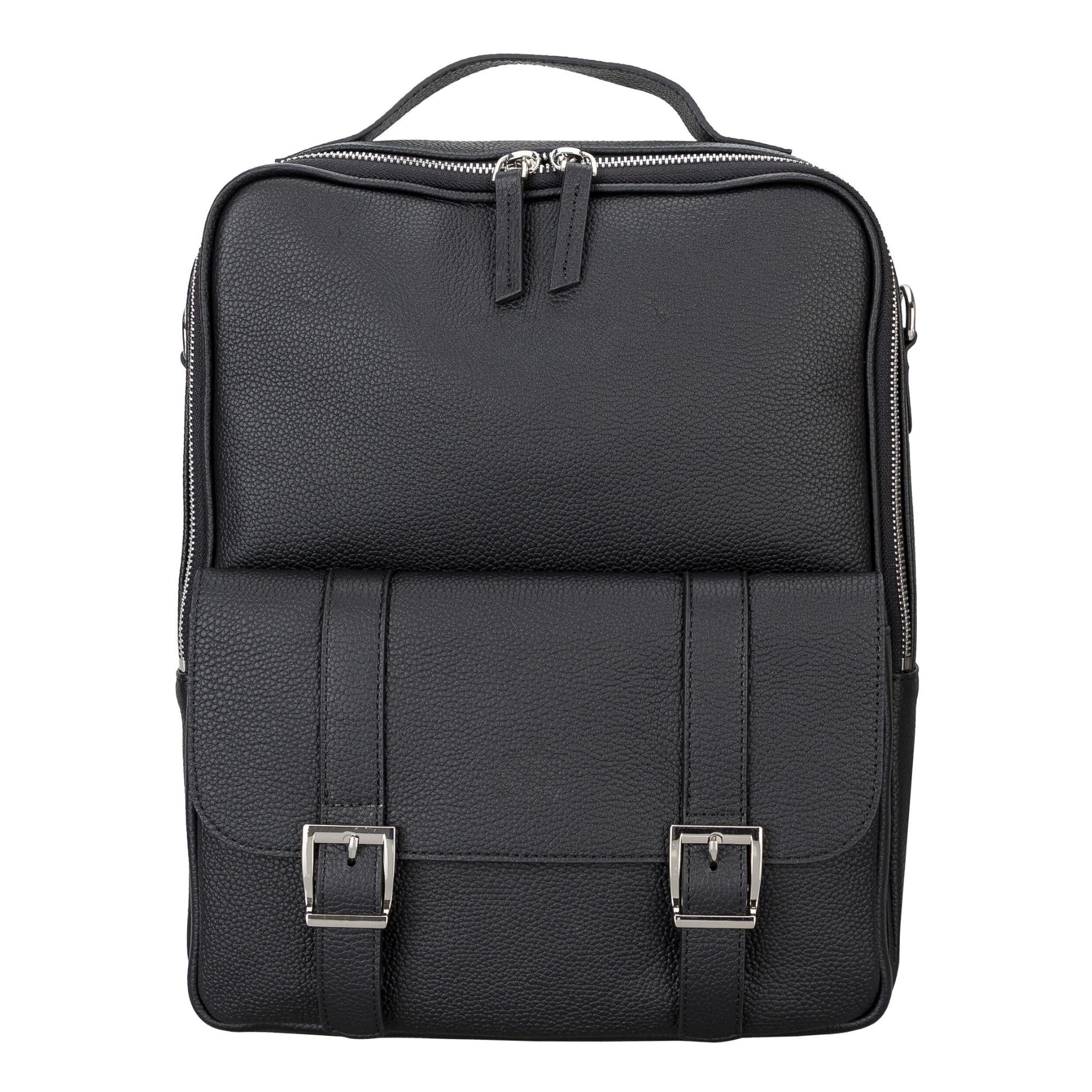 Elmira Leather Laptop Backpack for Men and Women - Black - TORONATA