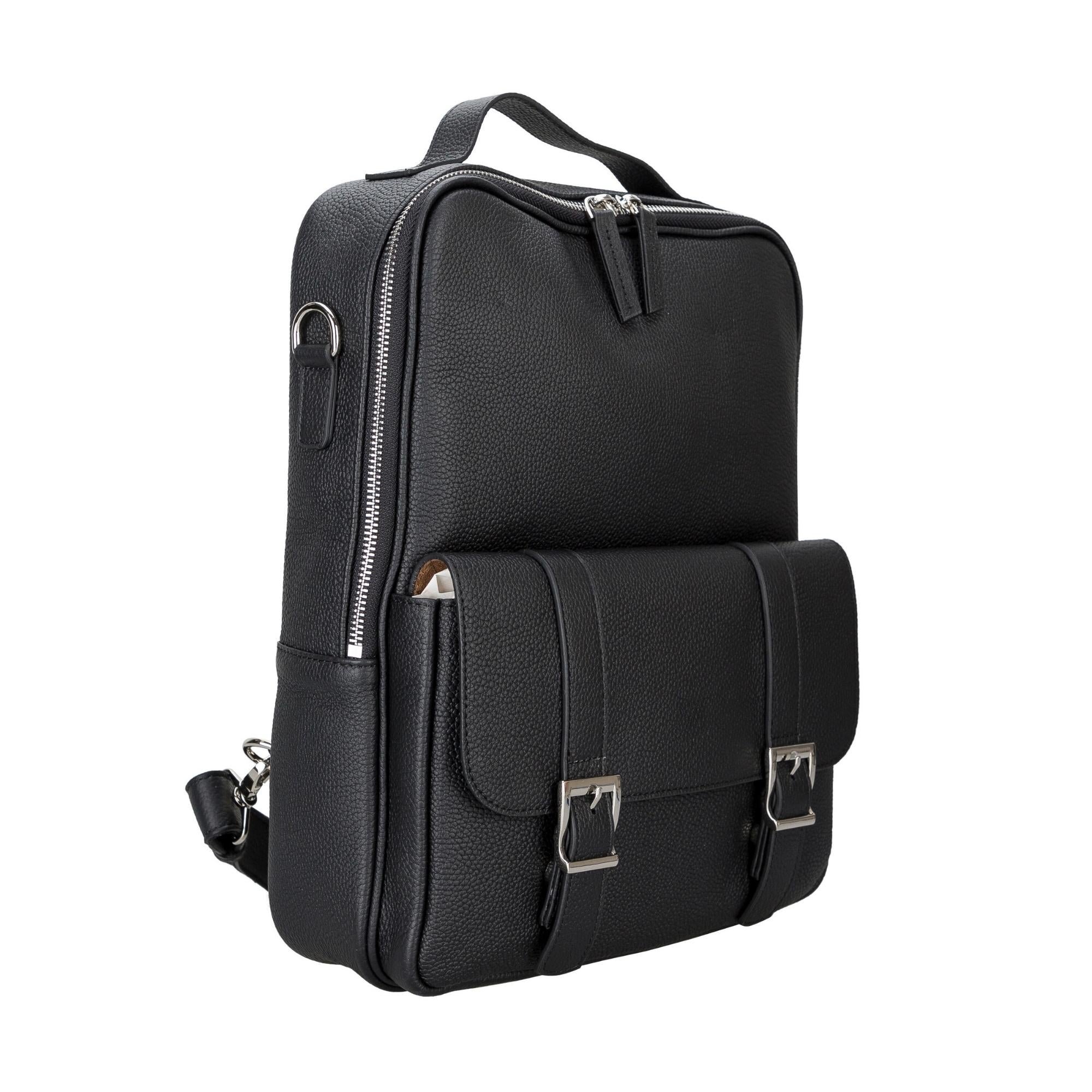 Elmira Leather Laptop Backpack for Men and Women - Black - TORONATA