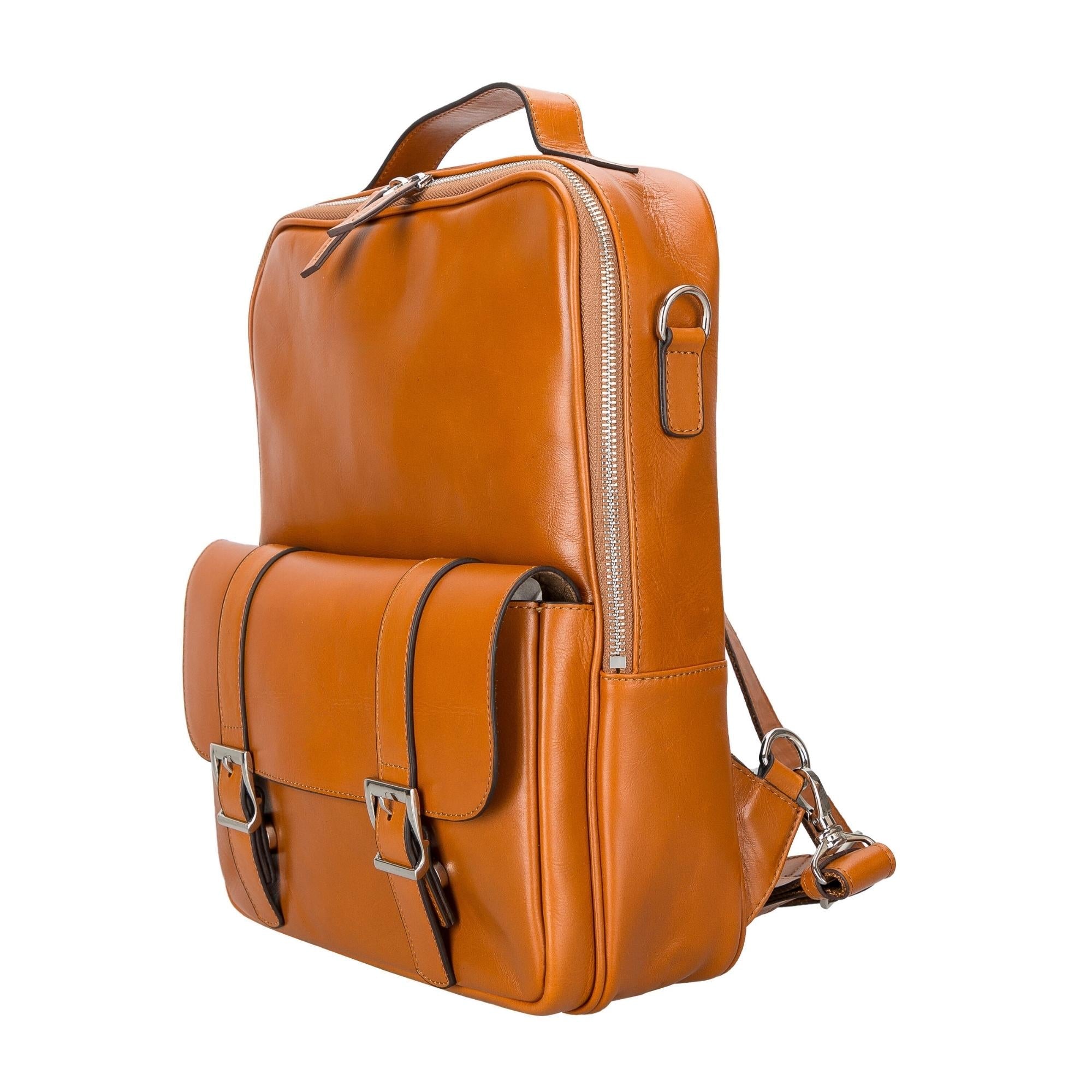 Elmira Leather Laptop Backpack for Men and Women - Tan - TORONATA