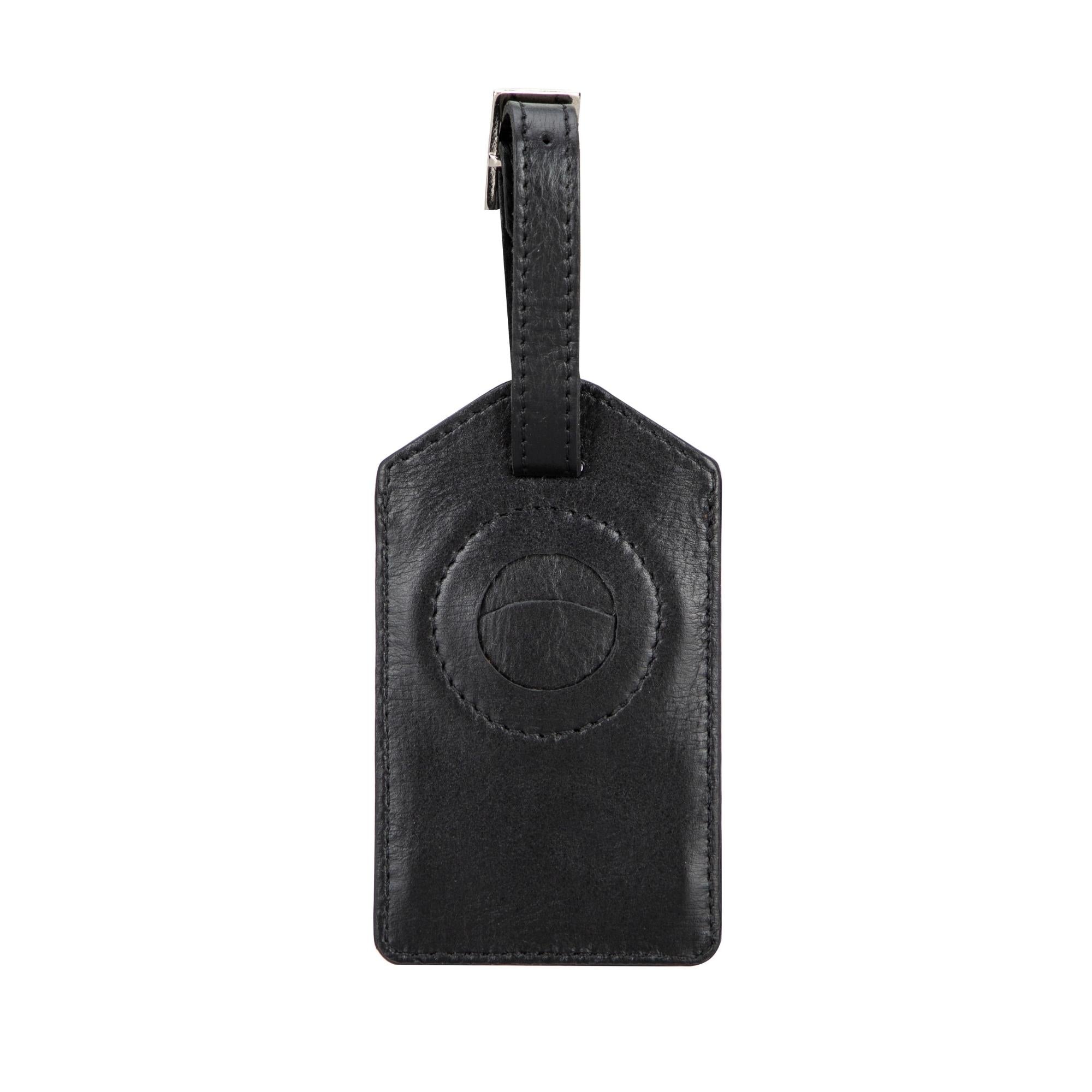 Estes Genuine Leather Luggage Tag with AirTag Slot-Black---TORONATA
