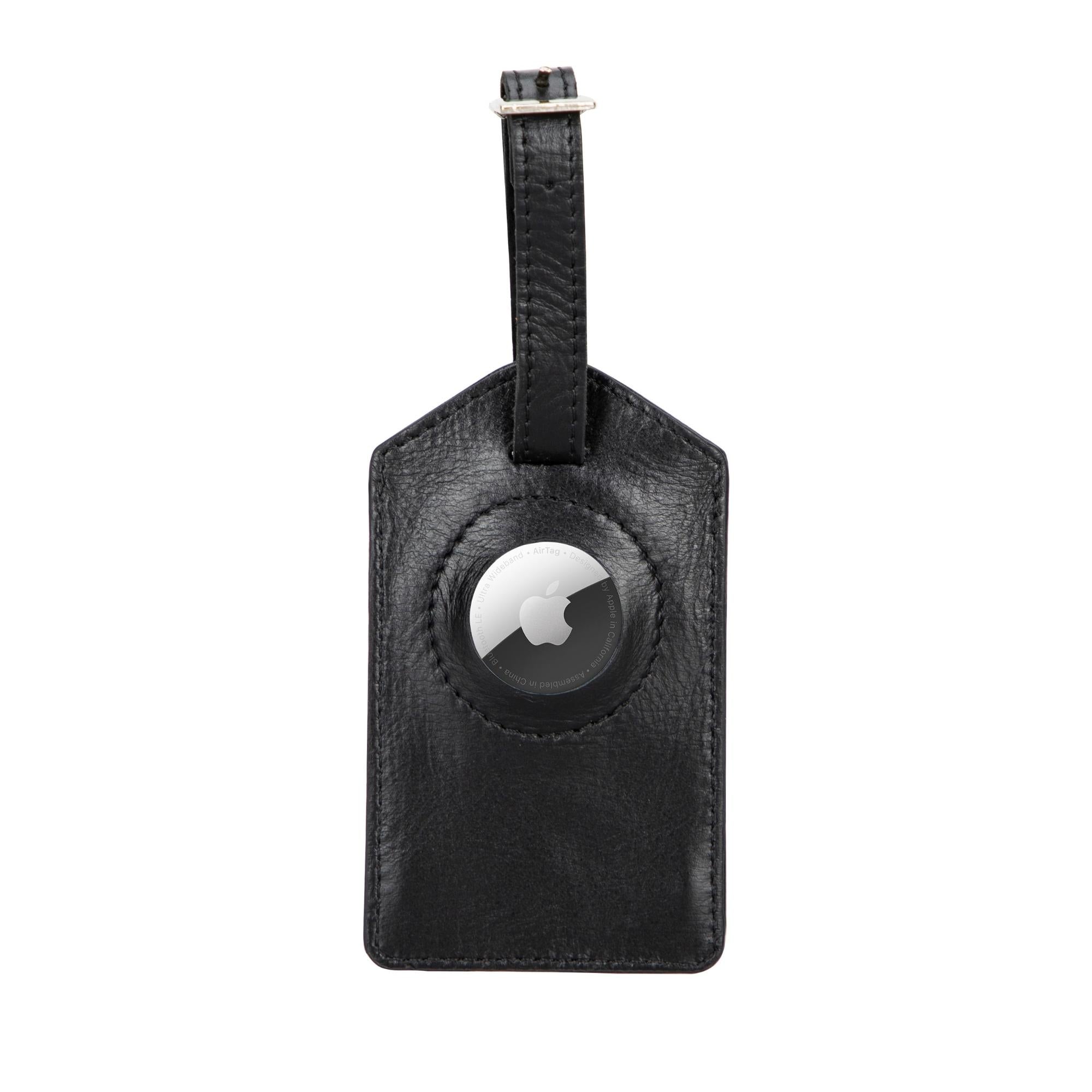 Estes Genuine Leather Luggage Tag with AirTag Slot-Black---TORONATA