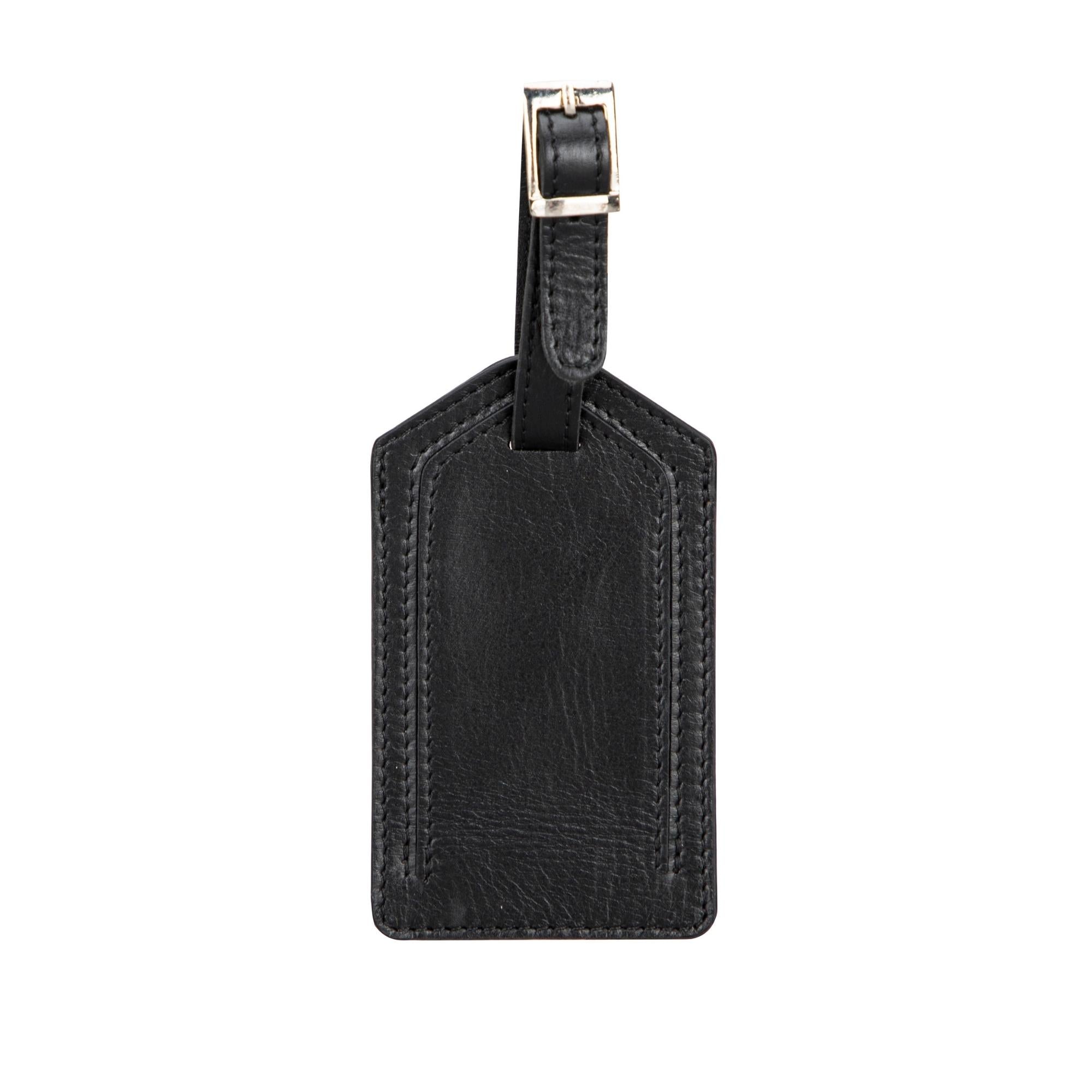 Estes Genuine Leather Luggage Tag with AirTag Slot-Black---TORONATA