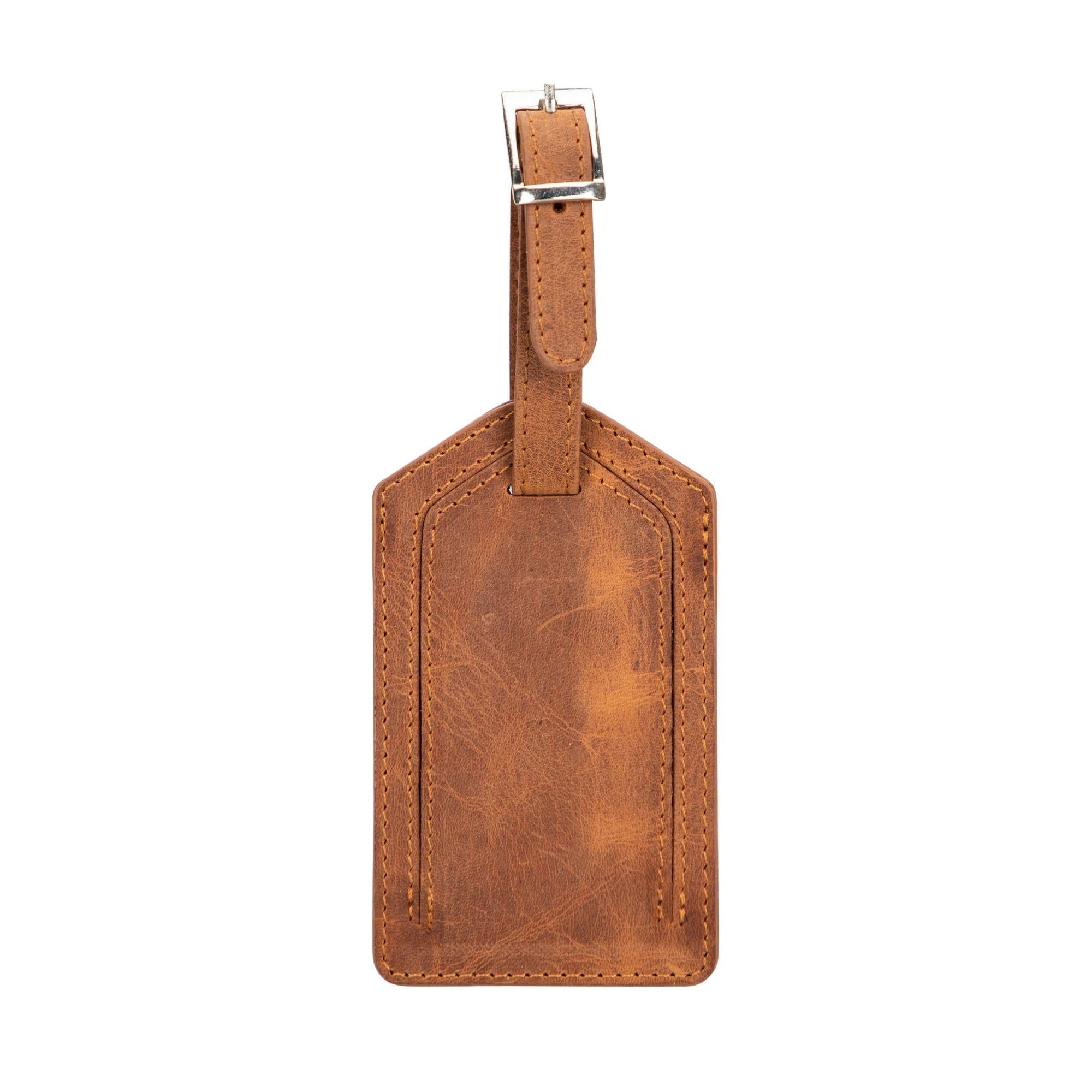Estes Genuine Leather Luggage Tag with AirTag Slot-Brown---TORONATA