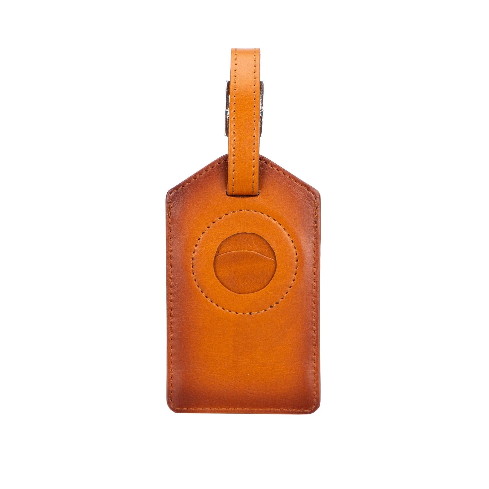 Estes Genuine Leather Luggage Tag with AirTag Slot-Tan---TORONATA
