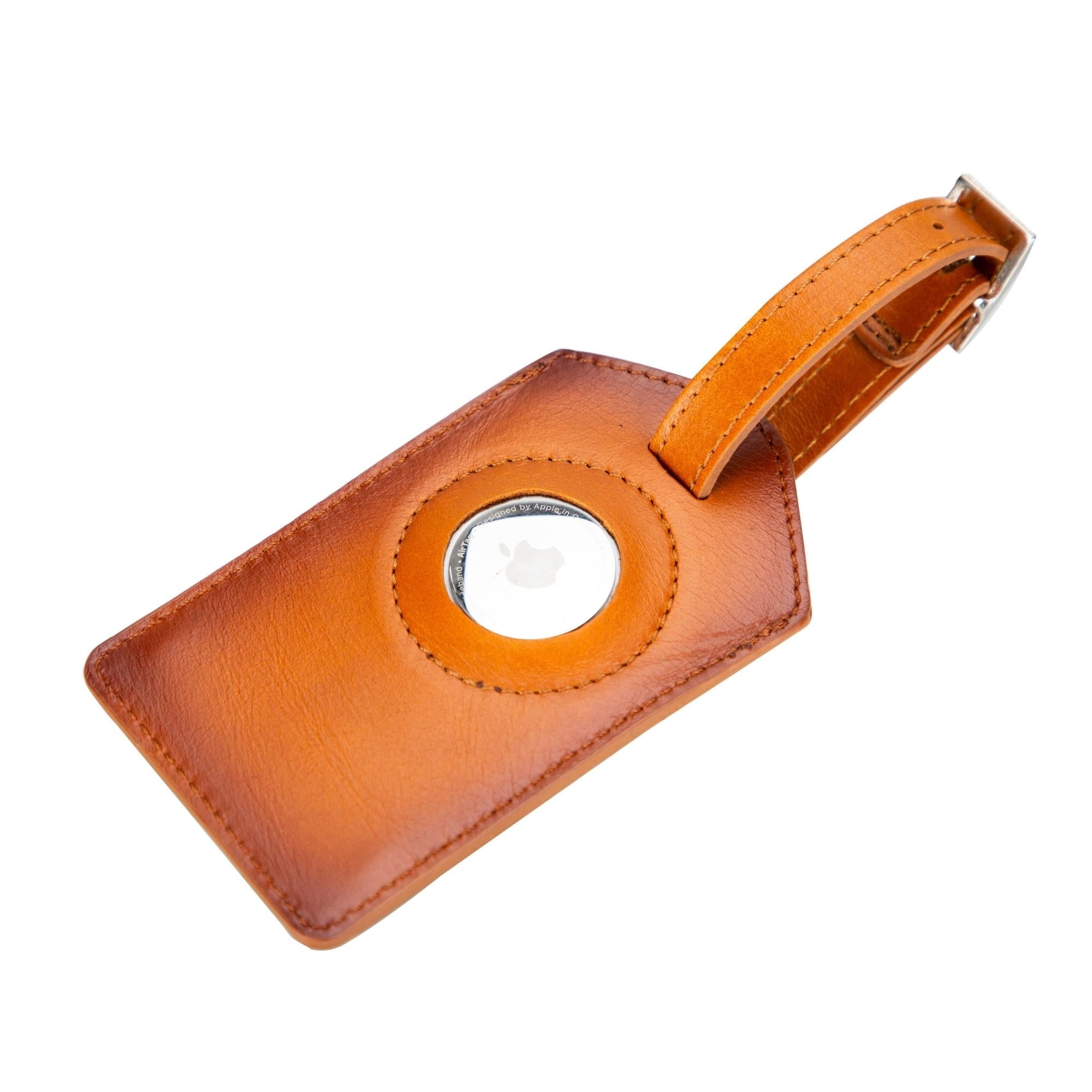 Estes Genuine Leather Luggage Tag with AirTag Slot-Tan---TORONATA