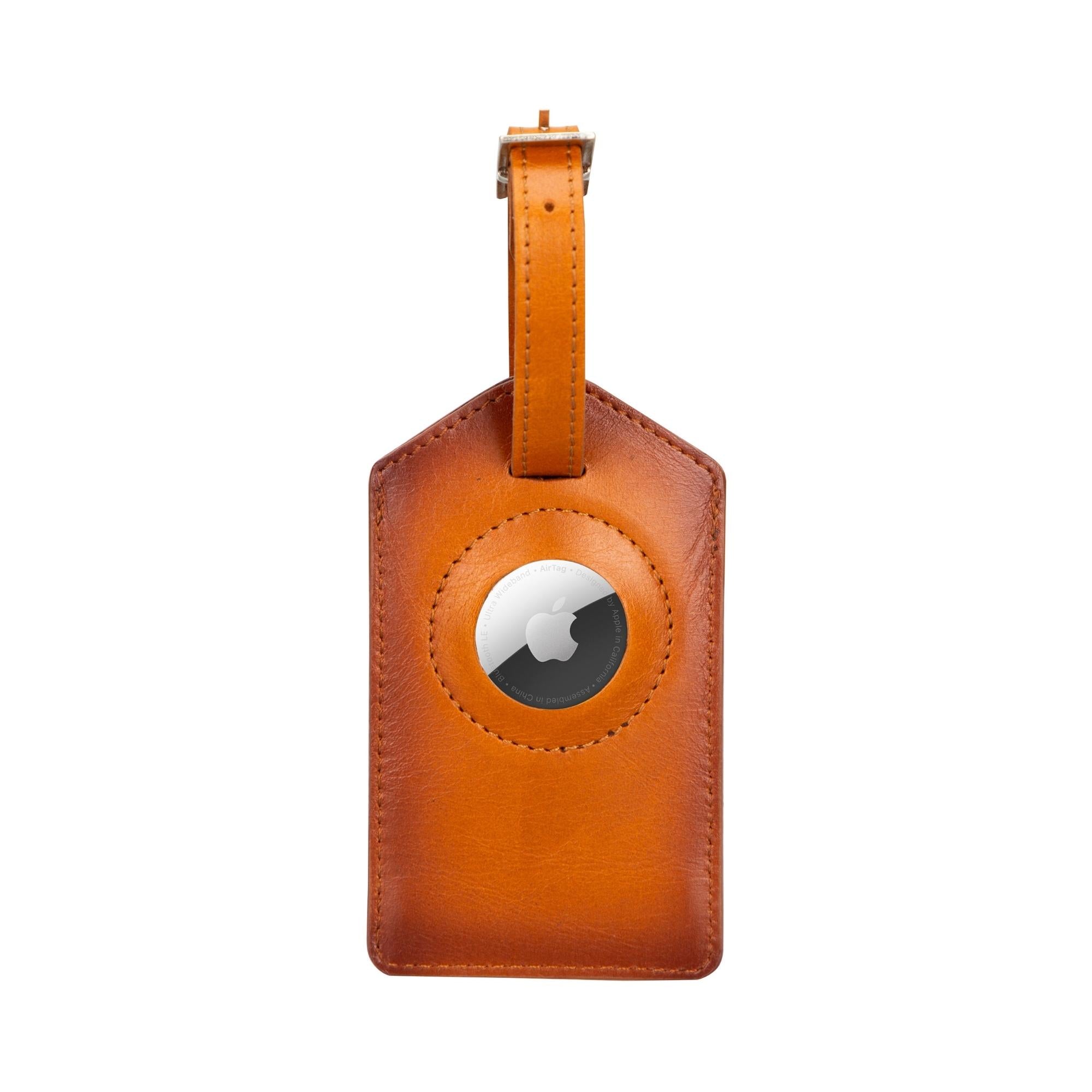 estes genuine leather luggage tag with airtag slot - toronata - 