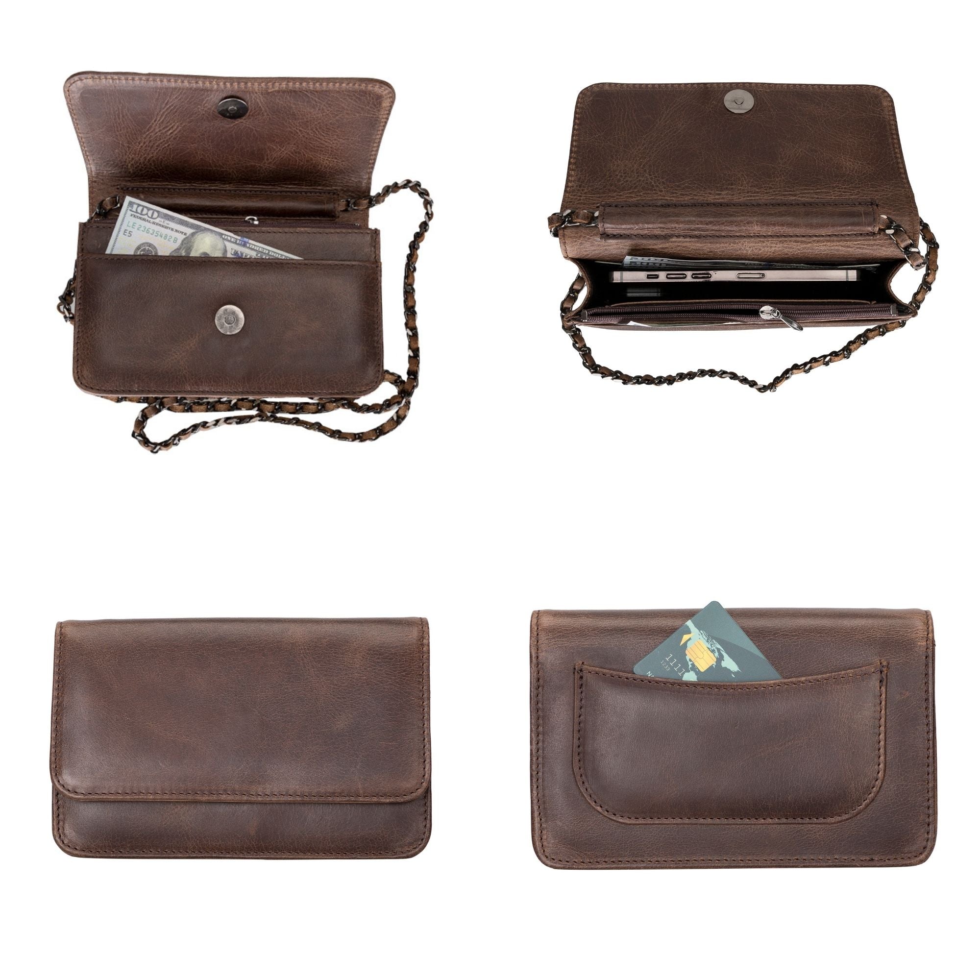 Evanston Minimalist Leather Handbag for Women - Dark Brown - TORONATA