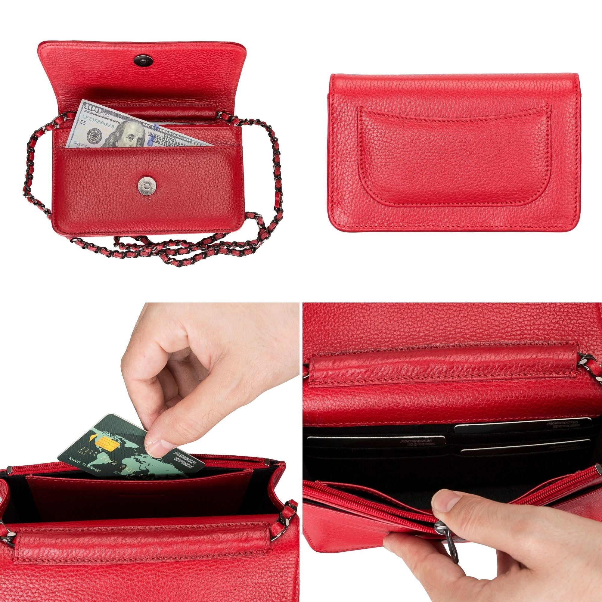 Evanston Minimalist Leather Handbag for Women - Red - TORONATA