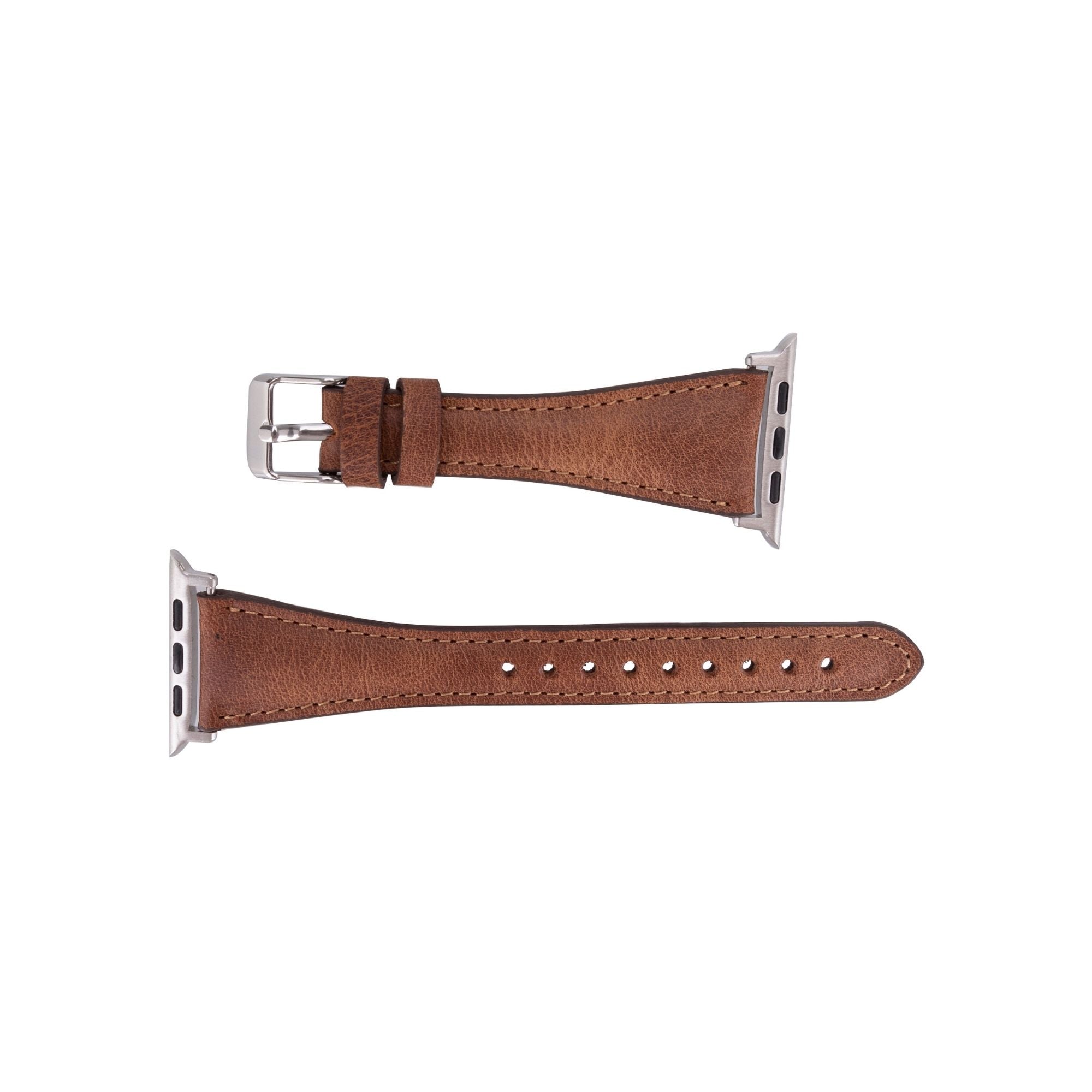 Evansville Slim Leather Bands for Apple Watch Ultra,8,7 and SE - Antic Brown - 49mm / 45mm / 44mm / 42mm - TORONATA