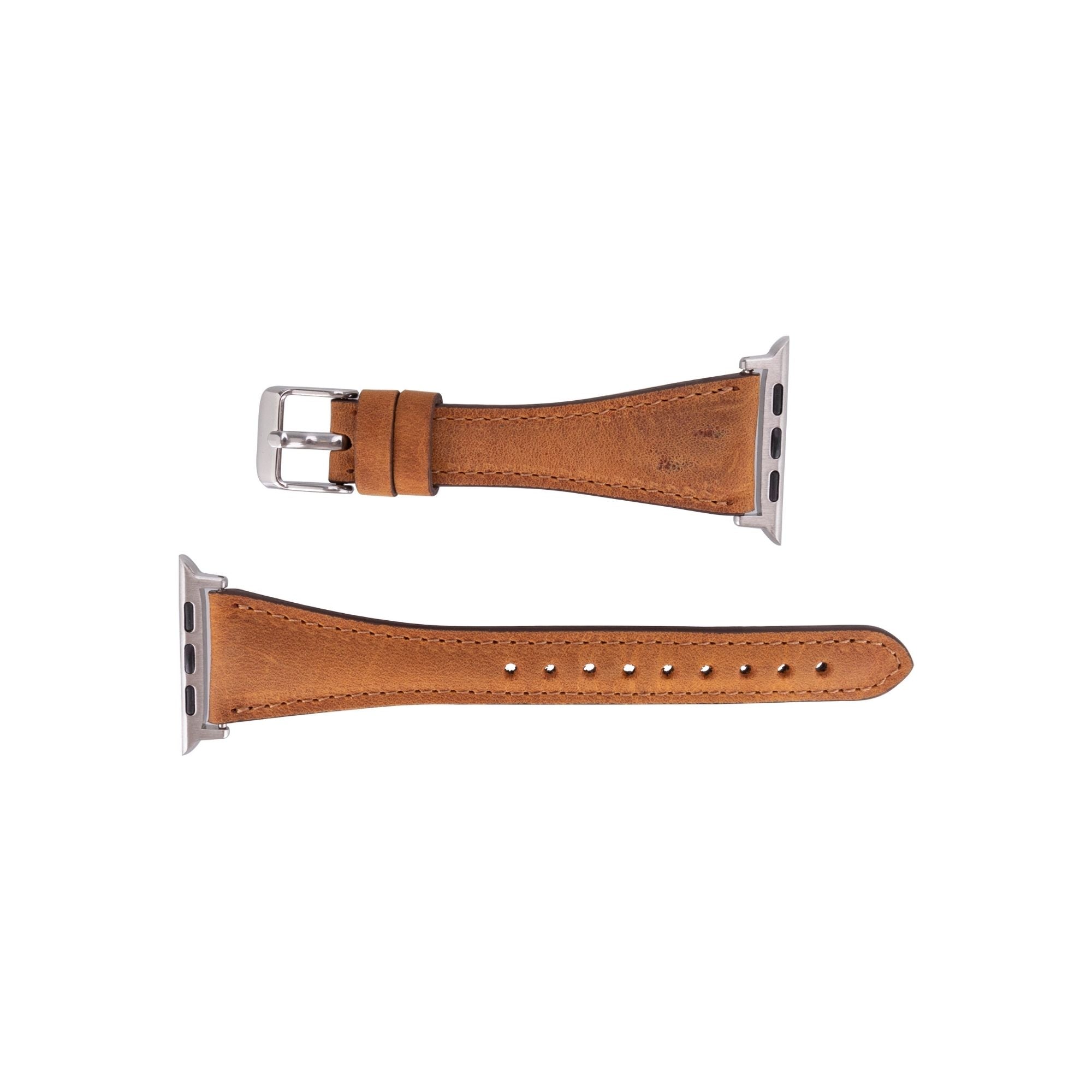Evansville Slim Leather Bands for Apple Watch Ultra,8,7 and SE - Antic Tan - 49mm / 45mm / 44mm / 42mm - TORONATA
