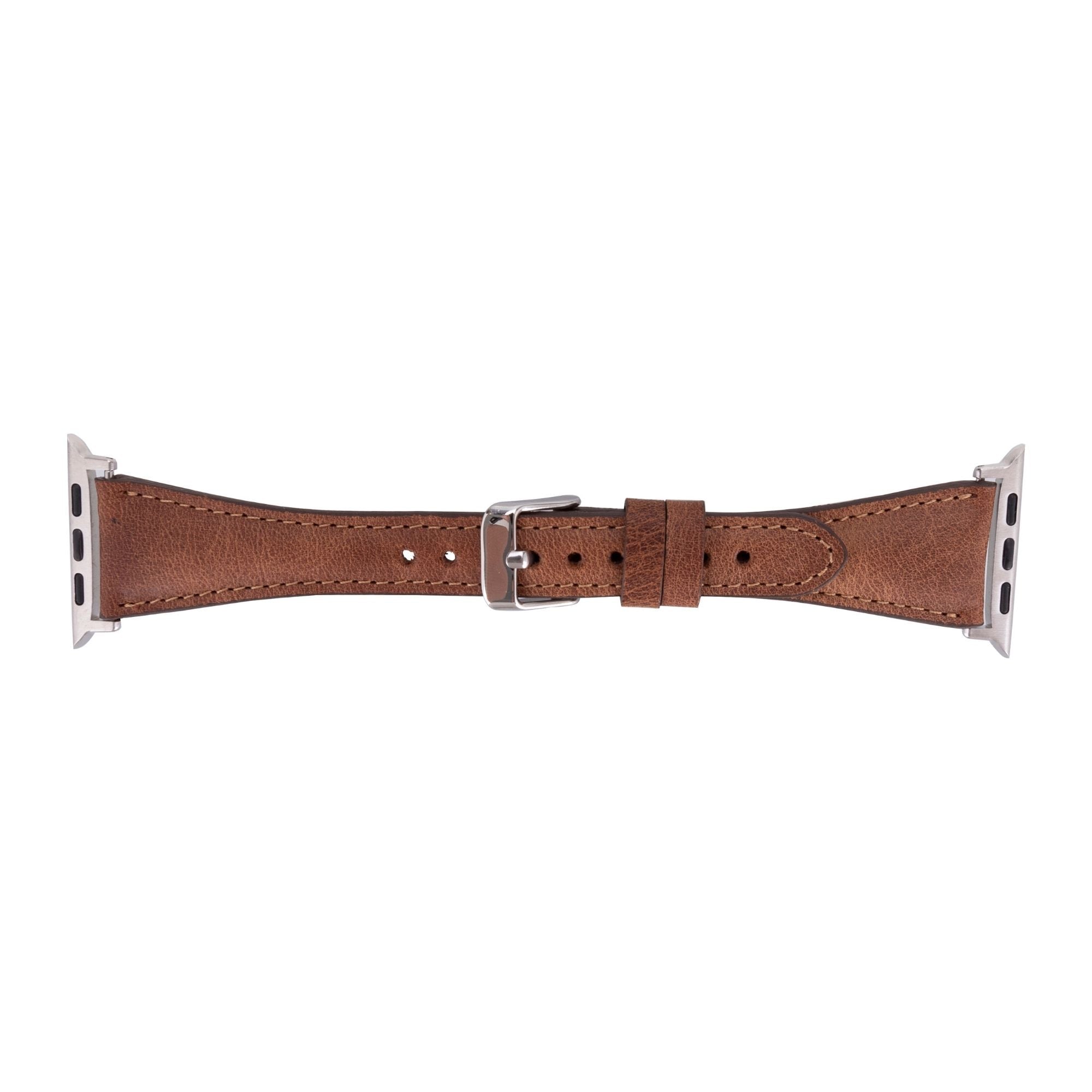 Evansville Slim Leather Bands for Apple Watch Ultra,8,7 and SE - Antic Brown - 49mm / 45mm / 44mm / 42mm - TORONATA