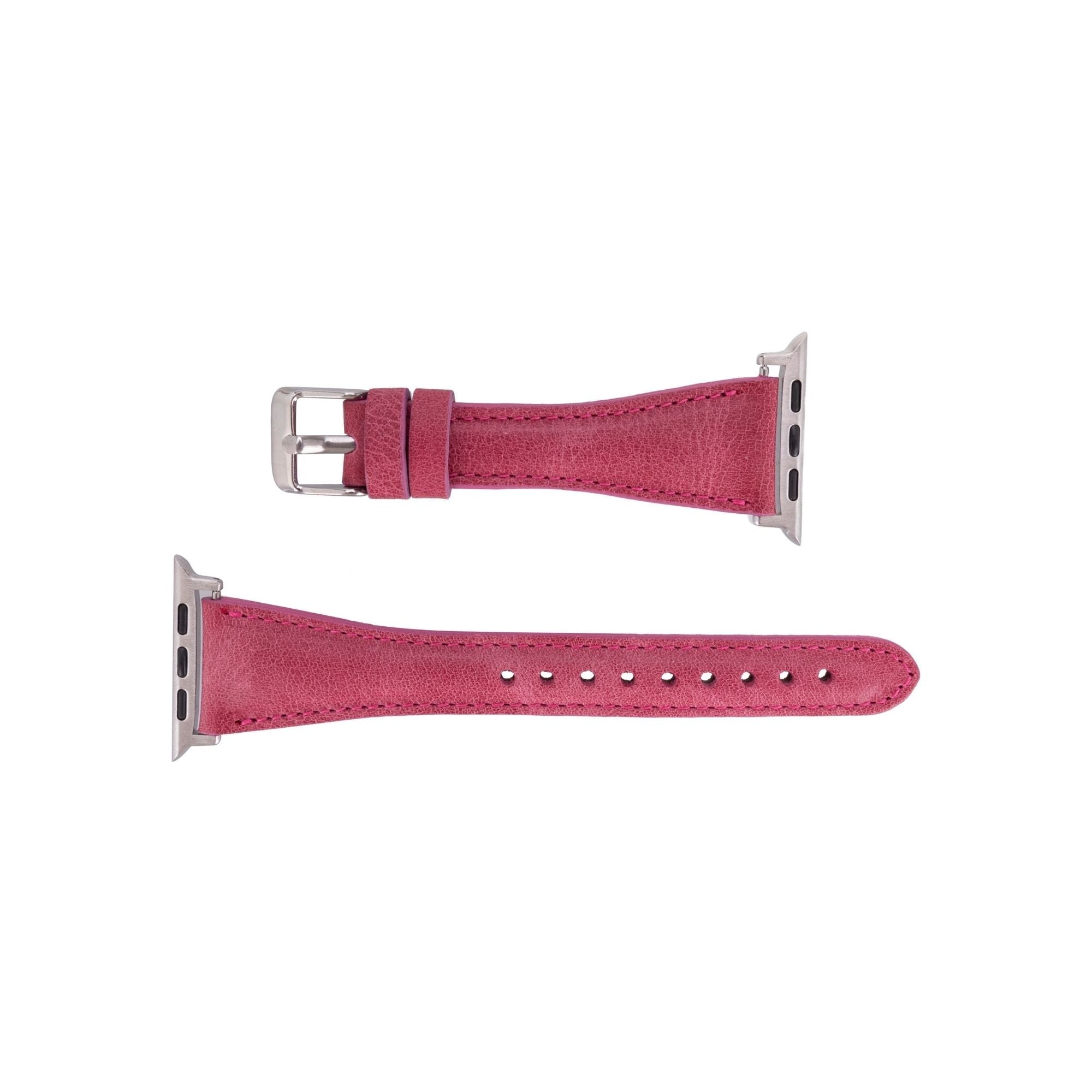 Evansville Slim Leather Bands for Apple Watch Ultra,8,7 and SE - Fuchsia - 49mm / 45mm / 44mm / 42mm - TORONATA