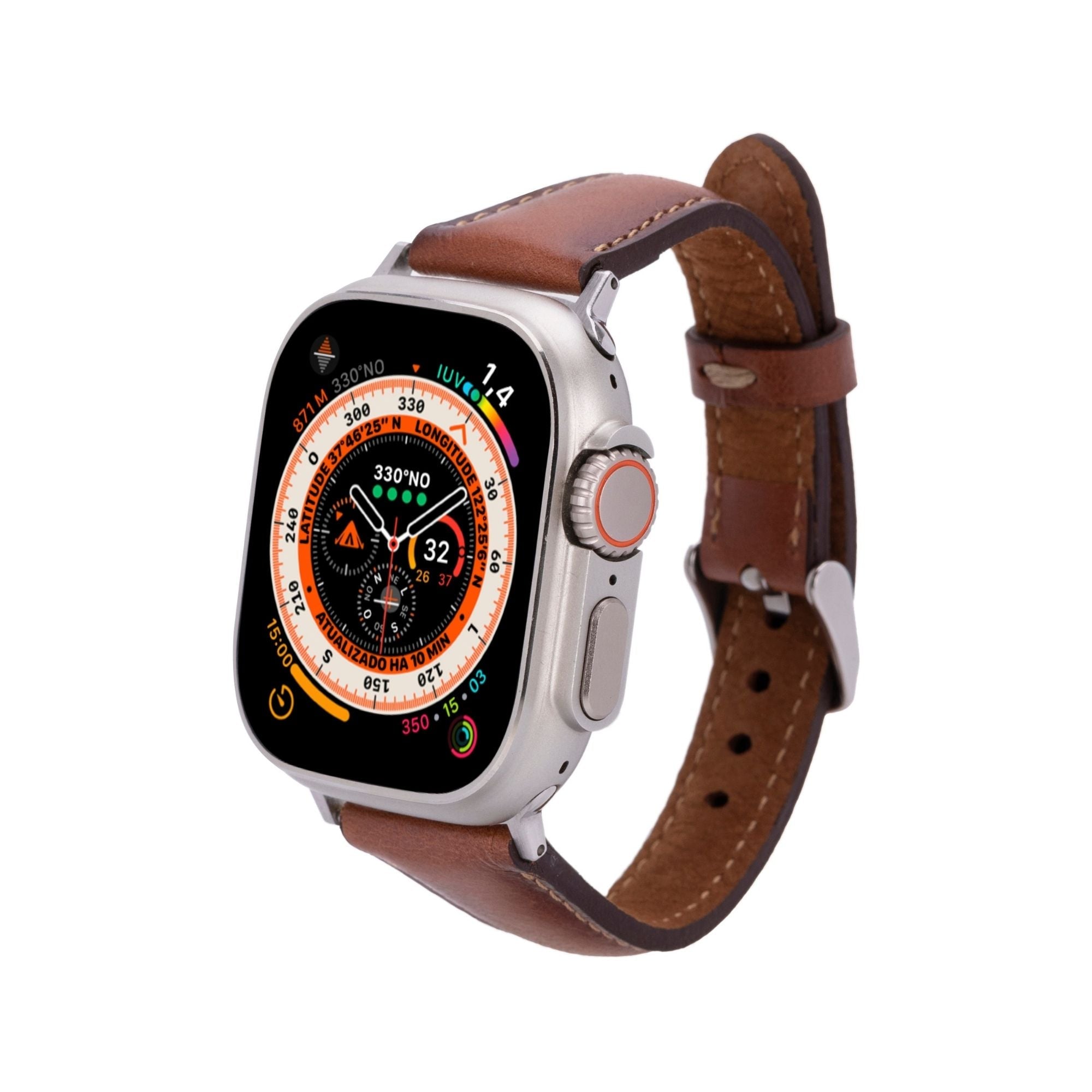 Evansville Slim Leather Bands for Apple Watch 9, Ultra 2 & SE - Tan - 49mm / 45mm / 44mm / 42mm - TORONATA